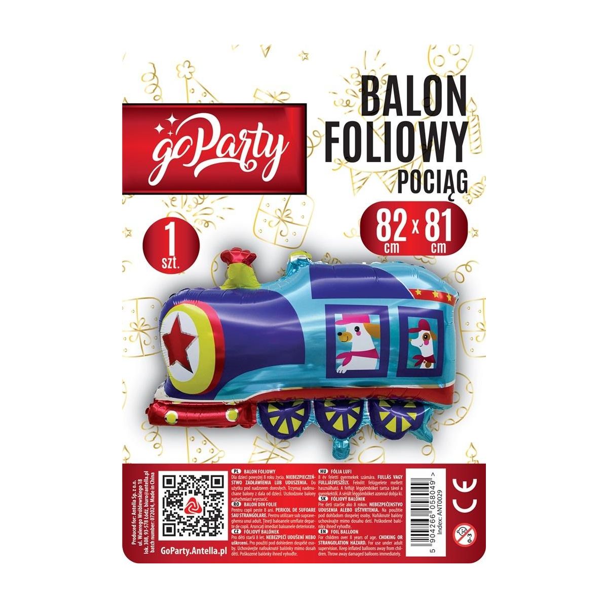 Balon foliowy Antella Pociąg 82x81cm