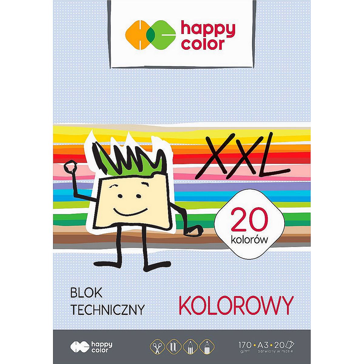 Blok techniczny Happy Color A3 kolorowa 170g 20k [mm:] 297x420 (HA 3717 3040-09)