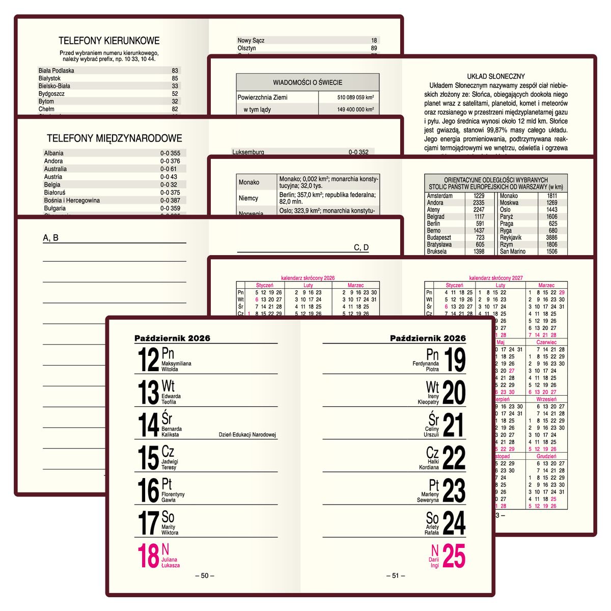 Kalendarz książkowy (terminarz) (308040) k:4071-670 kieszonkowy A7 Press (tygodniowy)