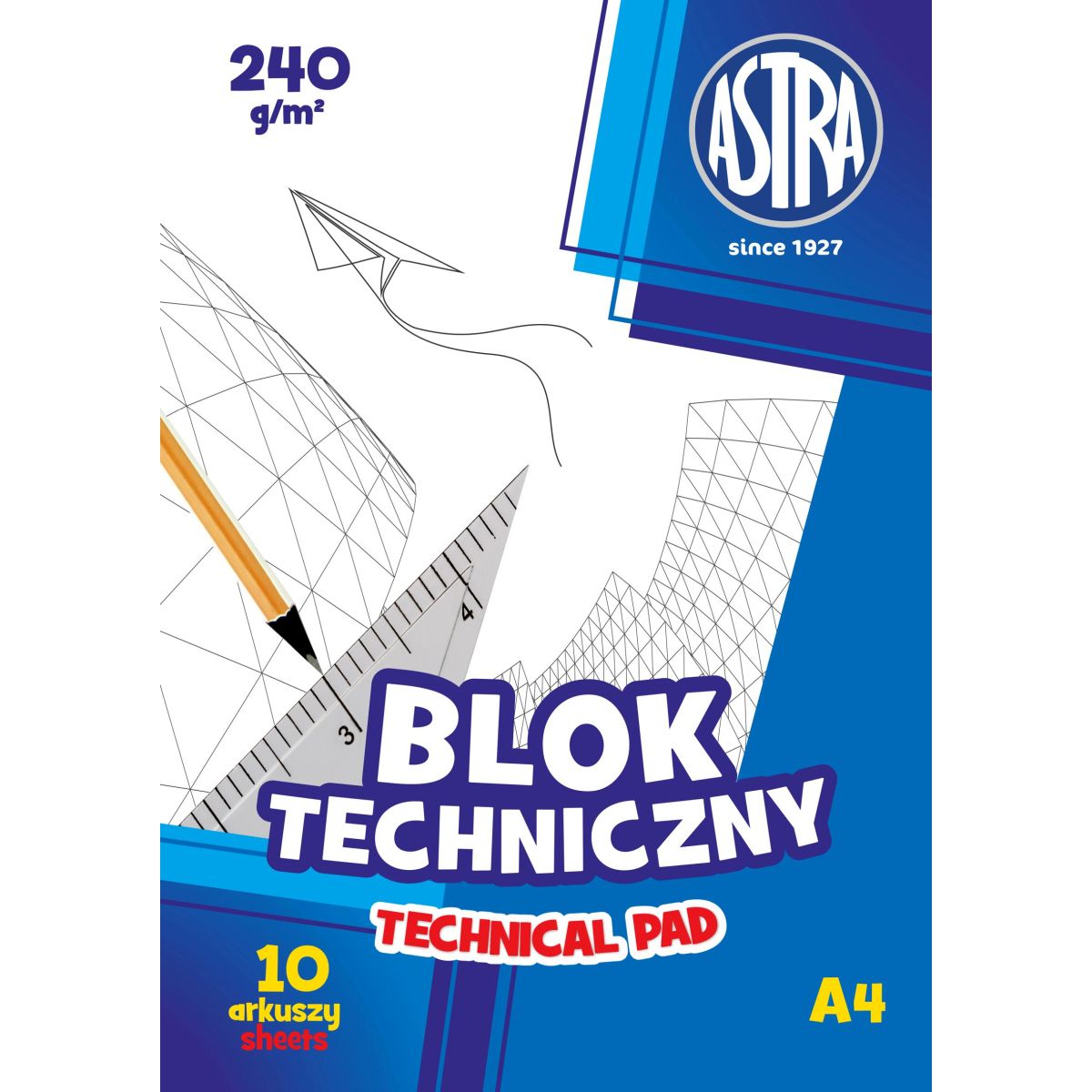 Blok techniczny Astra A4 biały 240g 10k