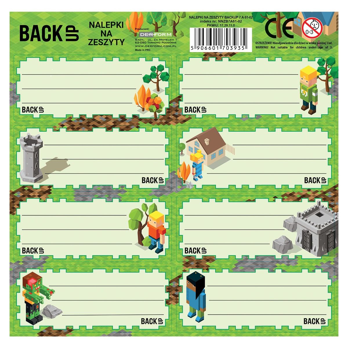 Naklejka na zeszyt Backup 7 Derform (NNZB7A61)