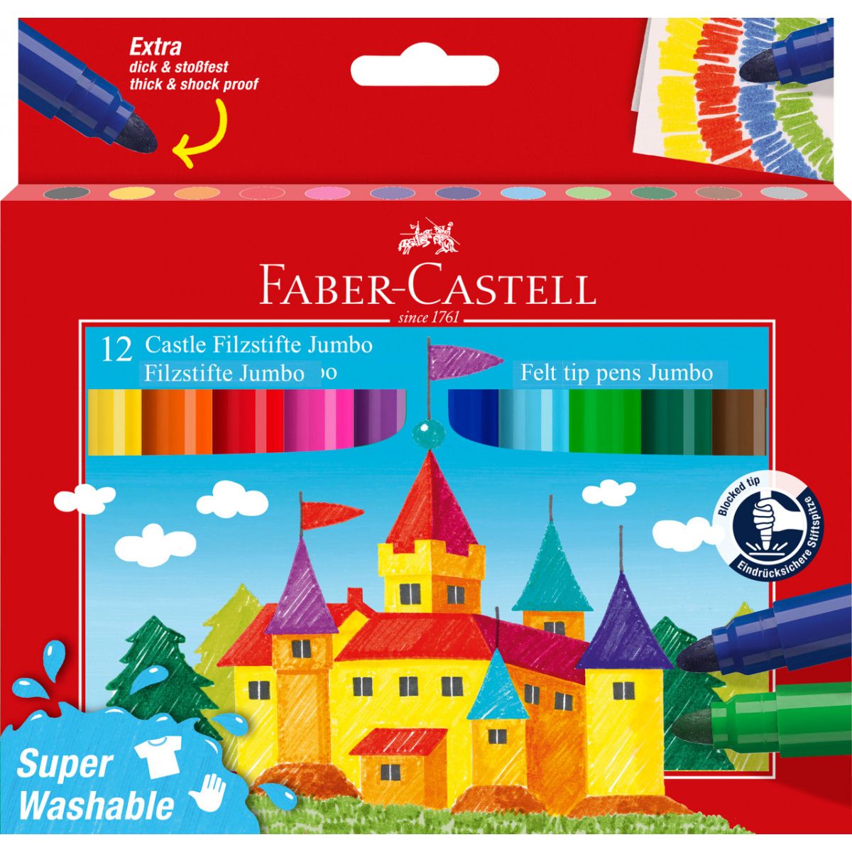 Flamaster Faber Castell Zamek Jumbo 12 kol. (154311 FC)