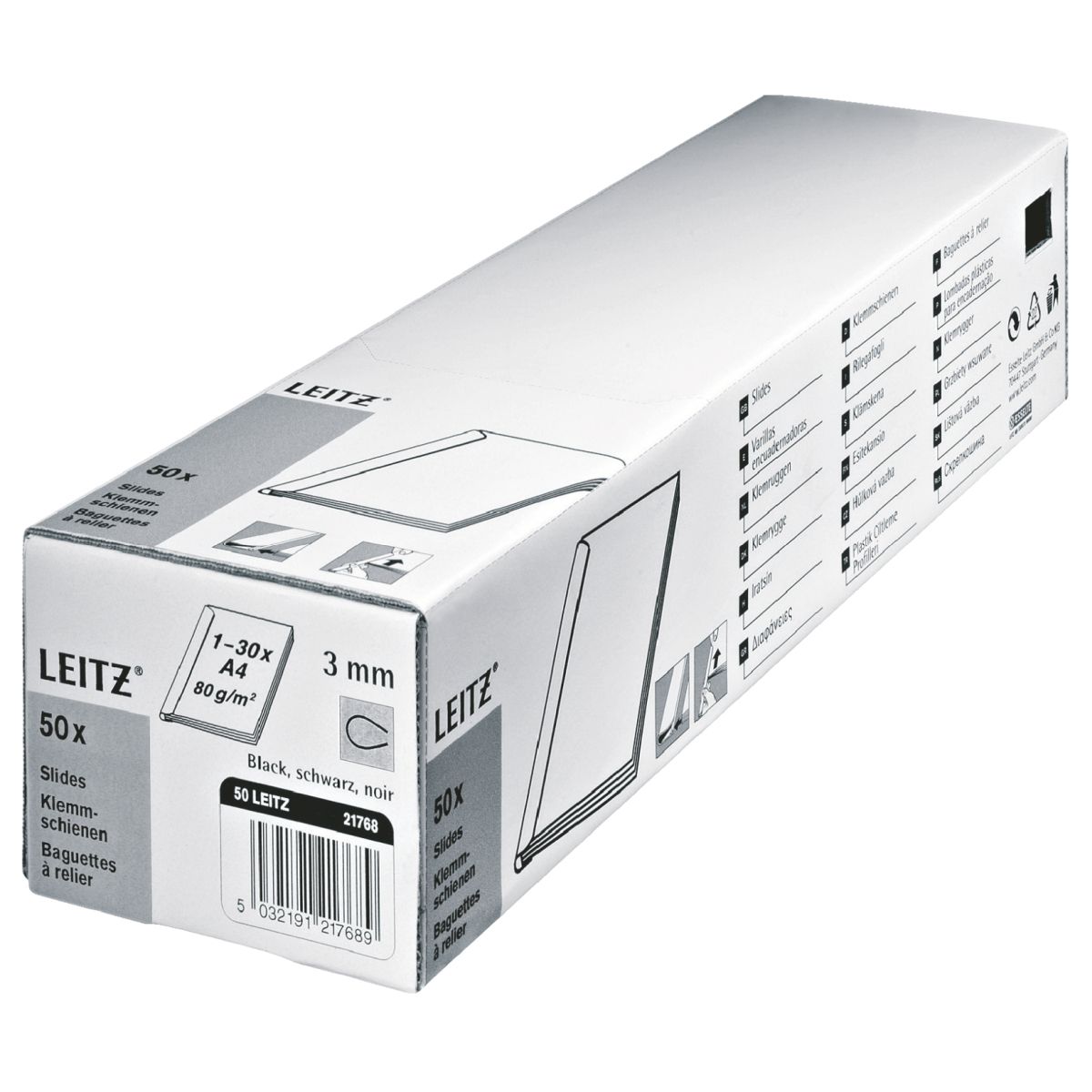 Listwy wsuwane Leitz przezroczysty 3mm (21770)