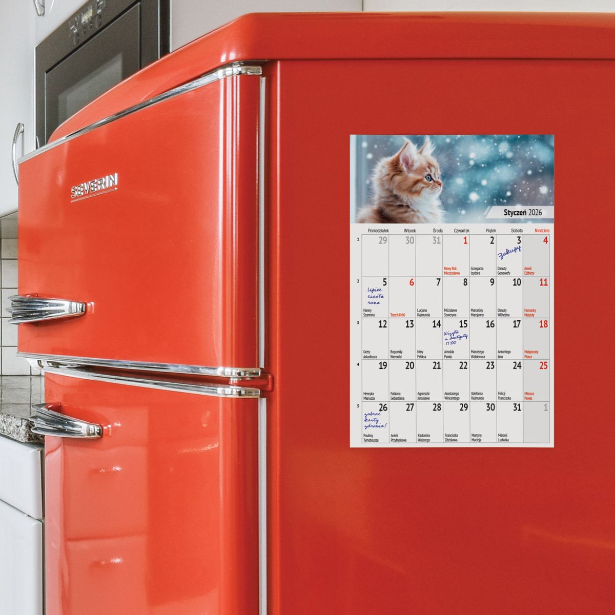 Kalendarz ścienny (401000) k:2915-377 na lodówkę z magnesem 137mm x 210mm Press (MILUSIŃSCY)