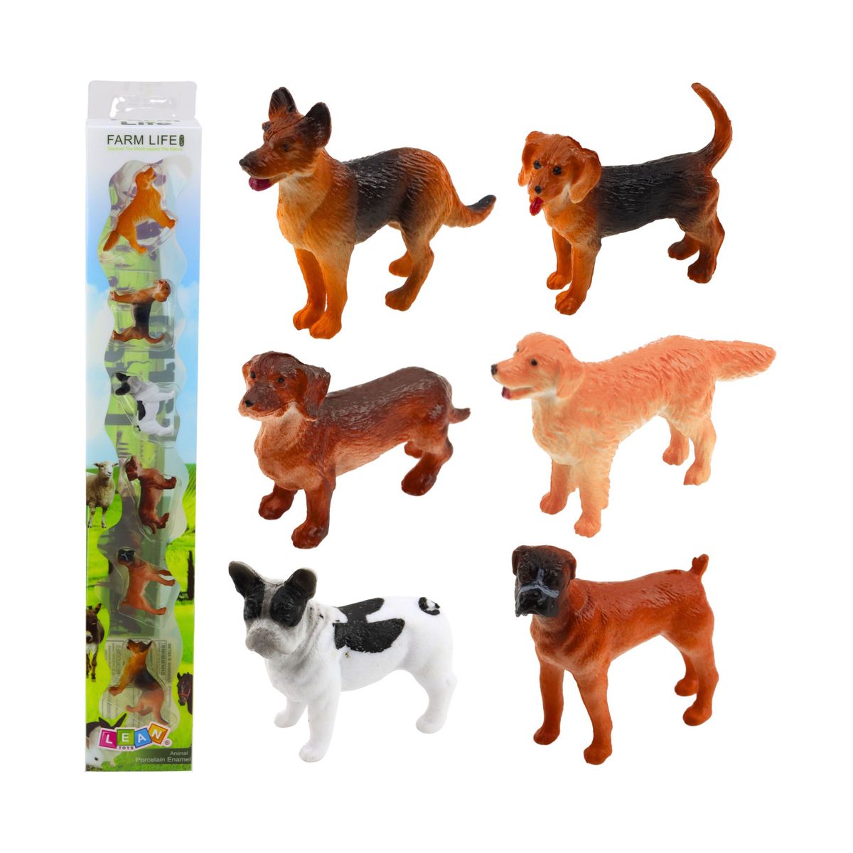 Figurka Psy Owczarek Niemiecki Jamnik Buldog Francuski 4cm 6szt wkład Lean (23297)