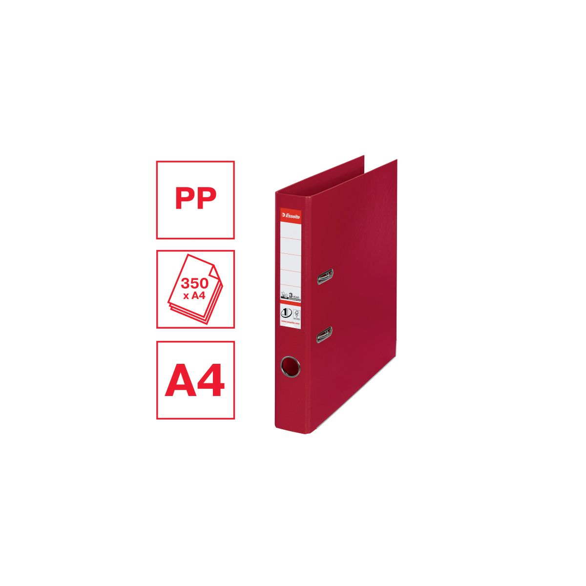 Segregator dźwigniowy Esselte No.1 Power A4 50mm bordowy (811520)