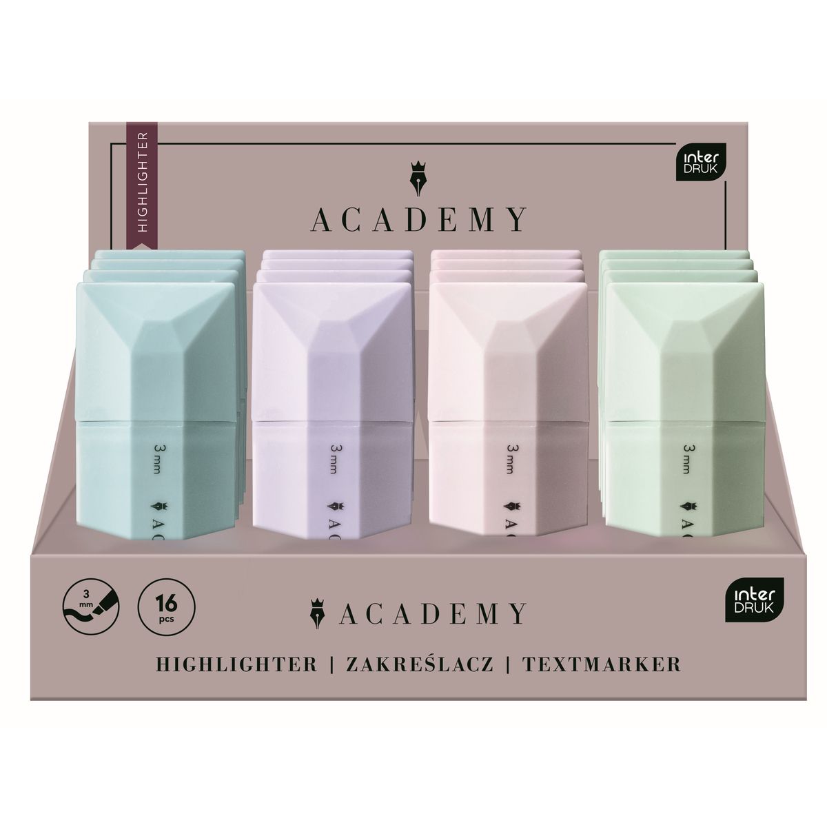 Zakreślacz Interdruk ACADEMY 4 sztuki mix 1,0-3,0mm