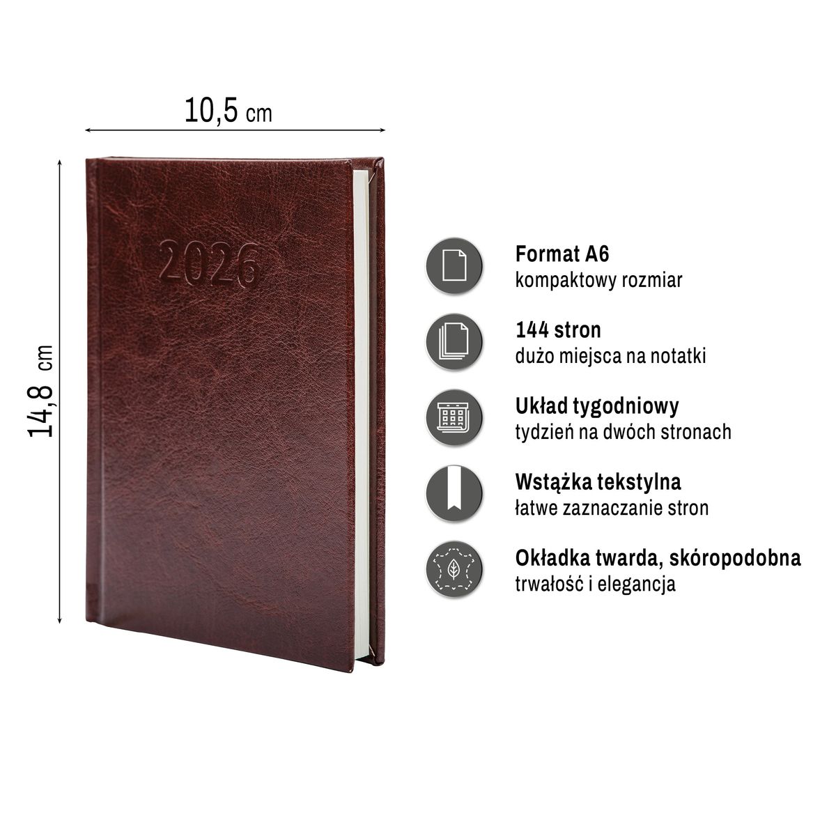 Kalendarz książkowy (terminarz) (308040) k:4071-670 PRESTIGE A6 Press (tygodniowy)