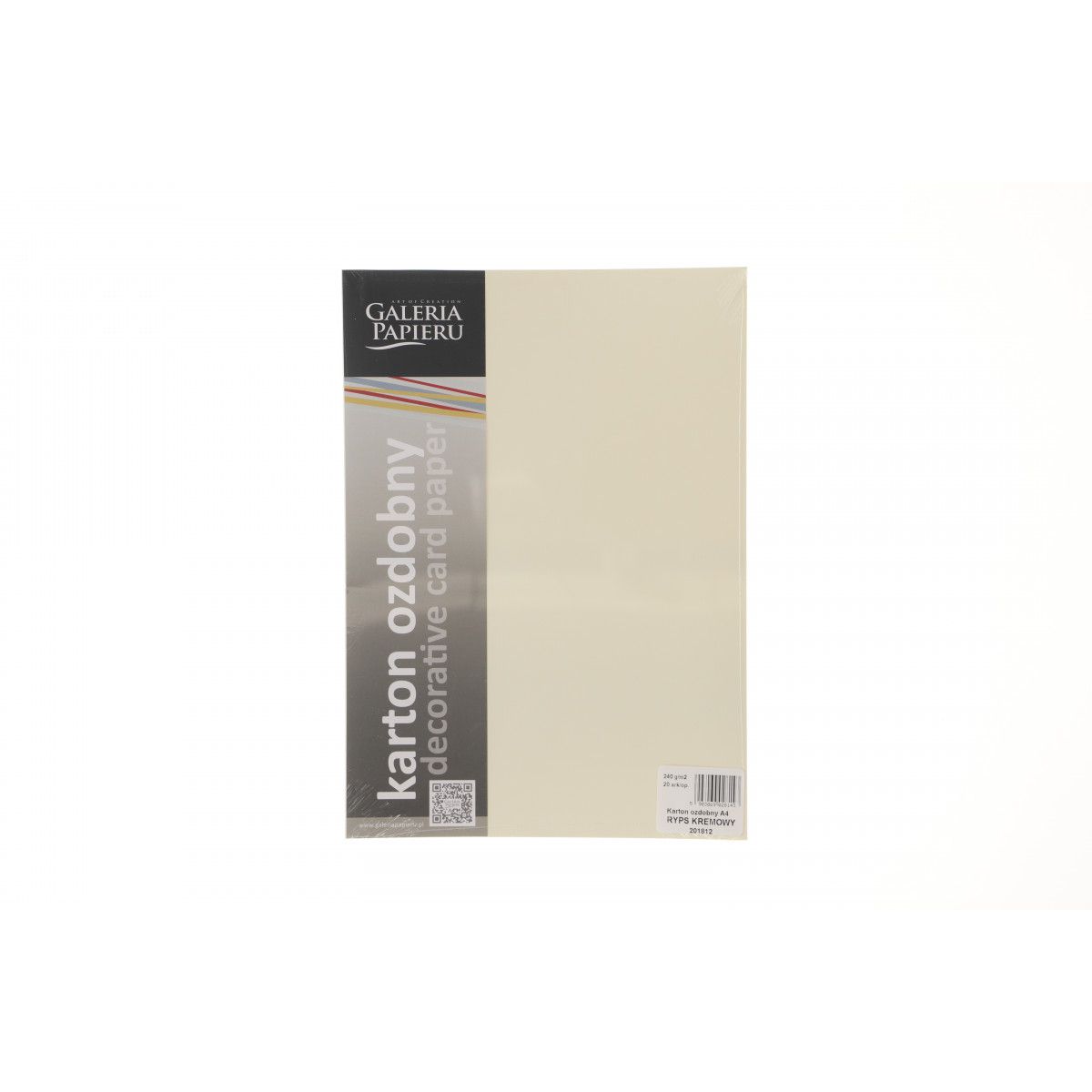 Papier ozdobny (wizytówkowy) Galeria Papieru ryps kremowy A4 kremowy 240g (201812)