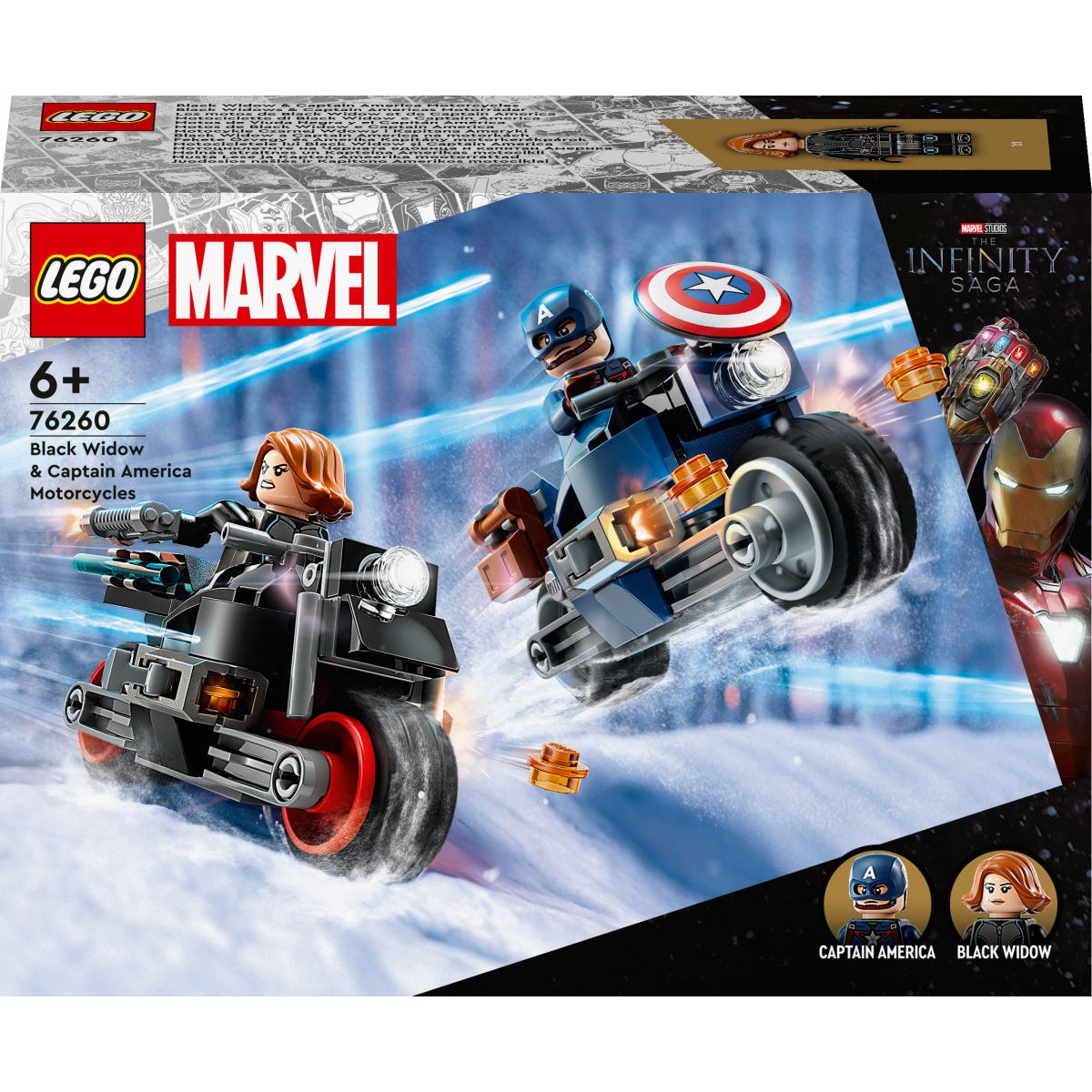 Klocki konstrukcyjne Lego Marvel Super Heroes Motocykle Czarnej Wdowy i Kapitana Ameryki (76260)