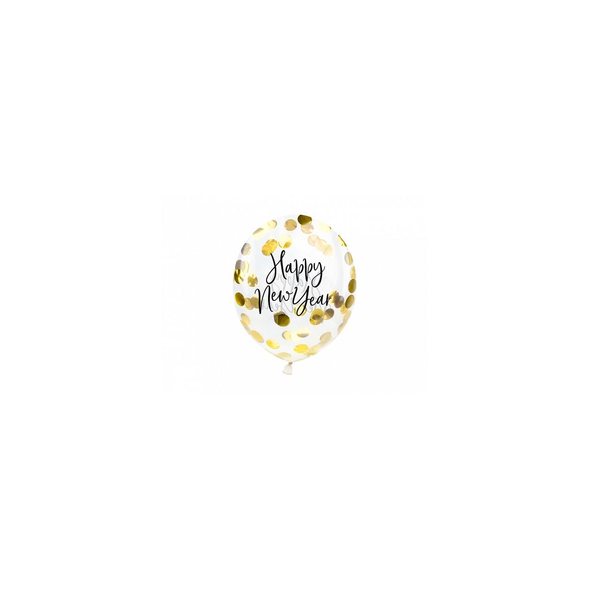 Balon gumowy Partydeco z konfetti - Happy New Year transparentna 270mm (BK12-2-019)