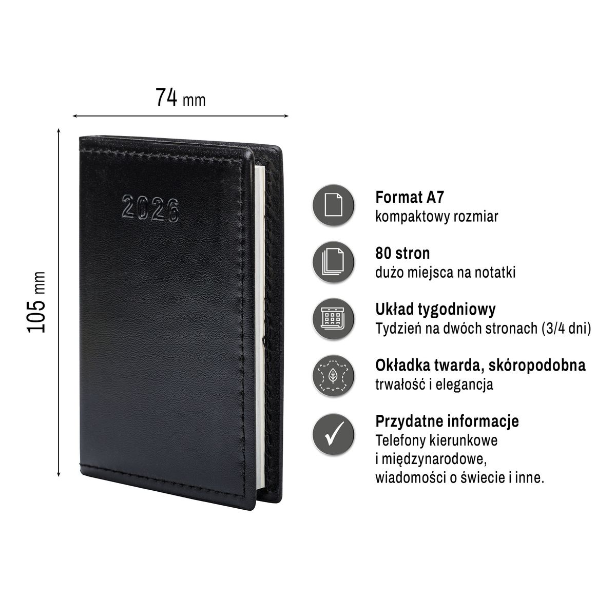 Kalendarz książkowy (terminarz) (308040) k:4071-670 kieszonkowy A7 Press (tygodniowy)