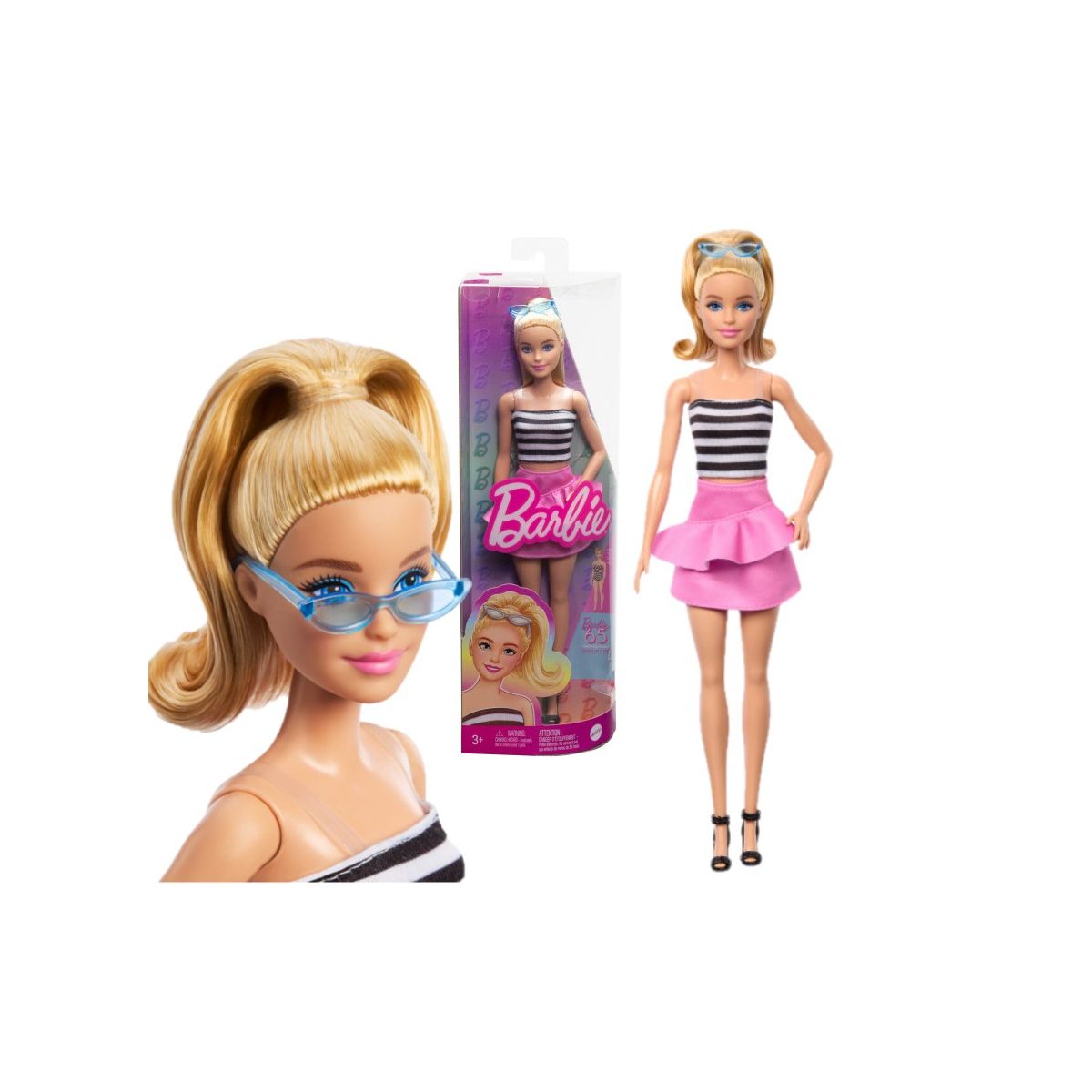 Lalka Barbie Fashionistas biało czarny top [mm:] 290 (HRH11)