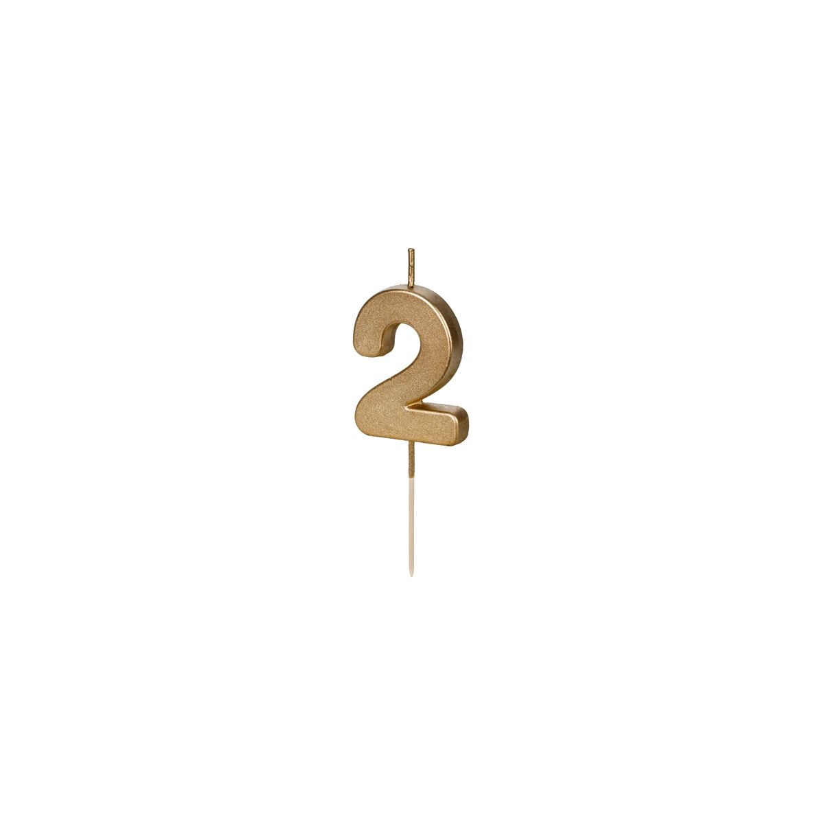 Świeczka urodzinowa Cyferka 2, 4.5 cm, złoty Partydeco (SCU9-2)
