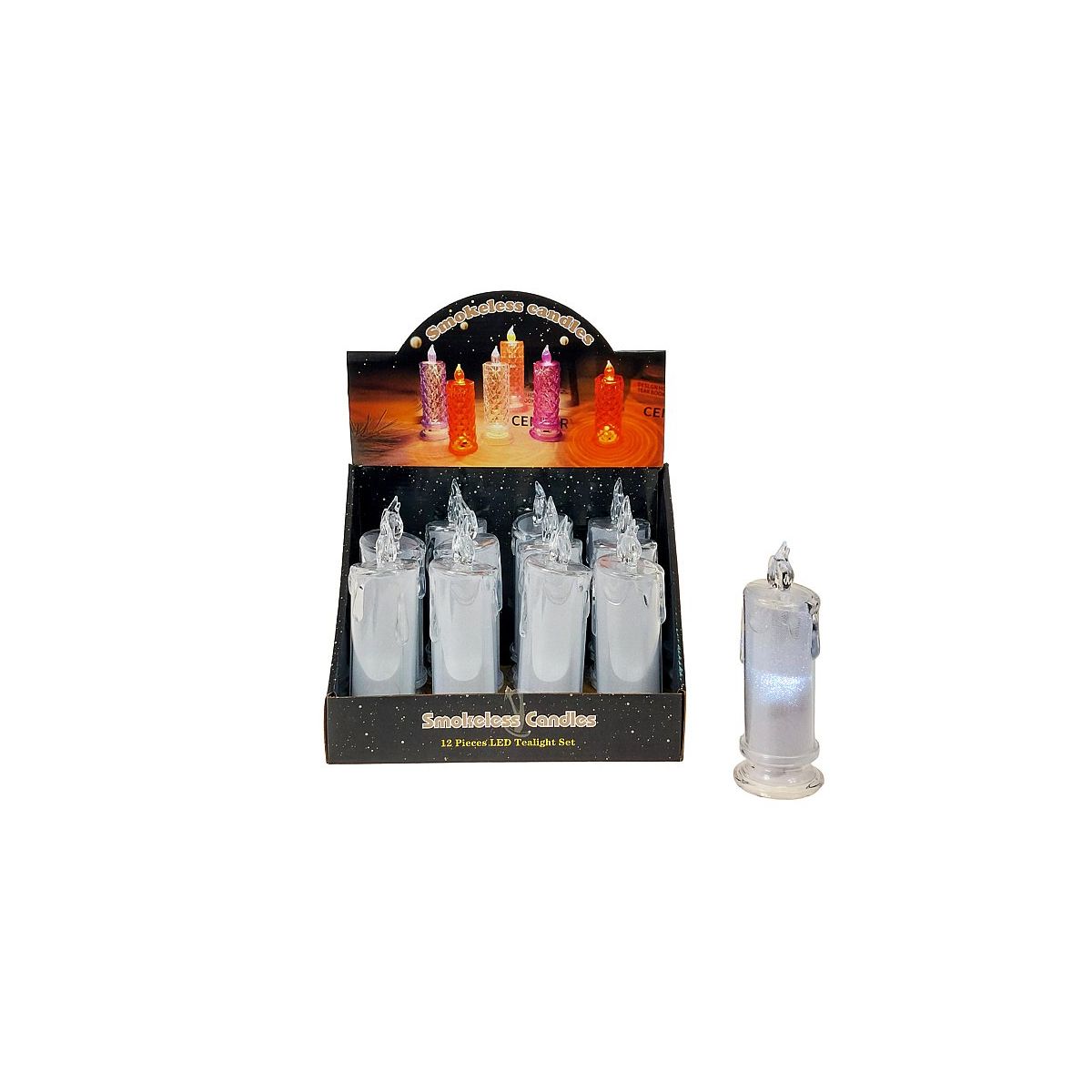 Lampki świąteczne LED 18x6,5cm,na podstawce, zimne białe światło, na baterie 2xAA Adar (616561)