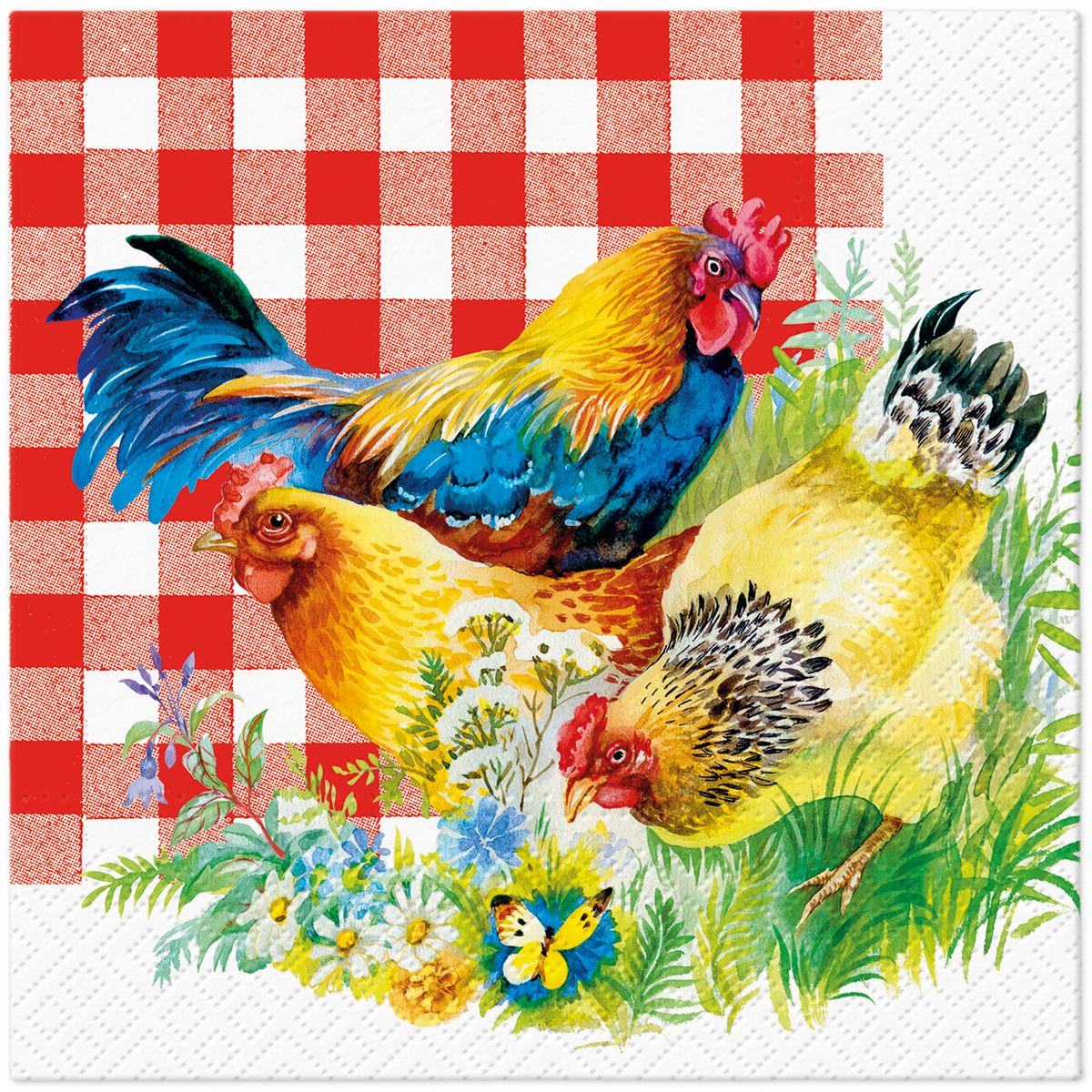 Serwetki Paw Lunch WN Chicken Couple mix nadruk bibuła [mm:] 330x330 (SDL146600)