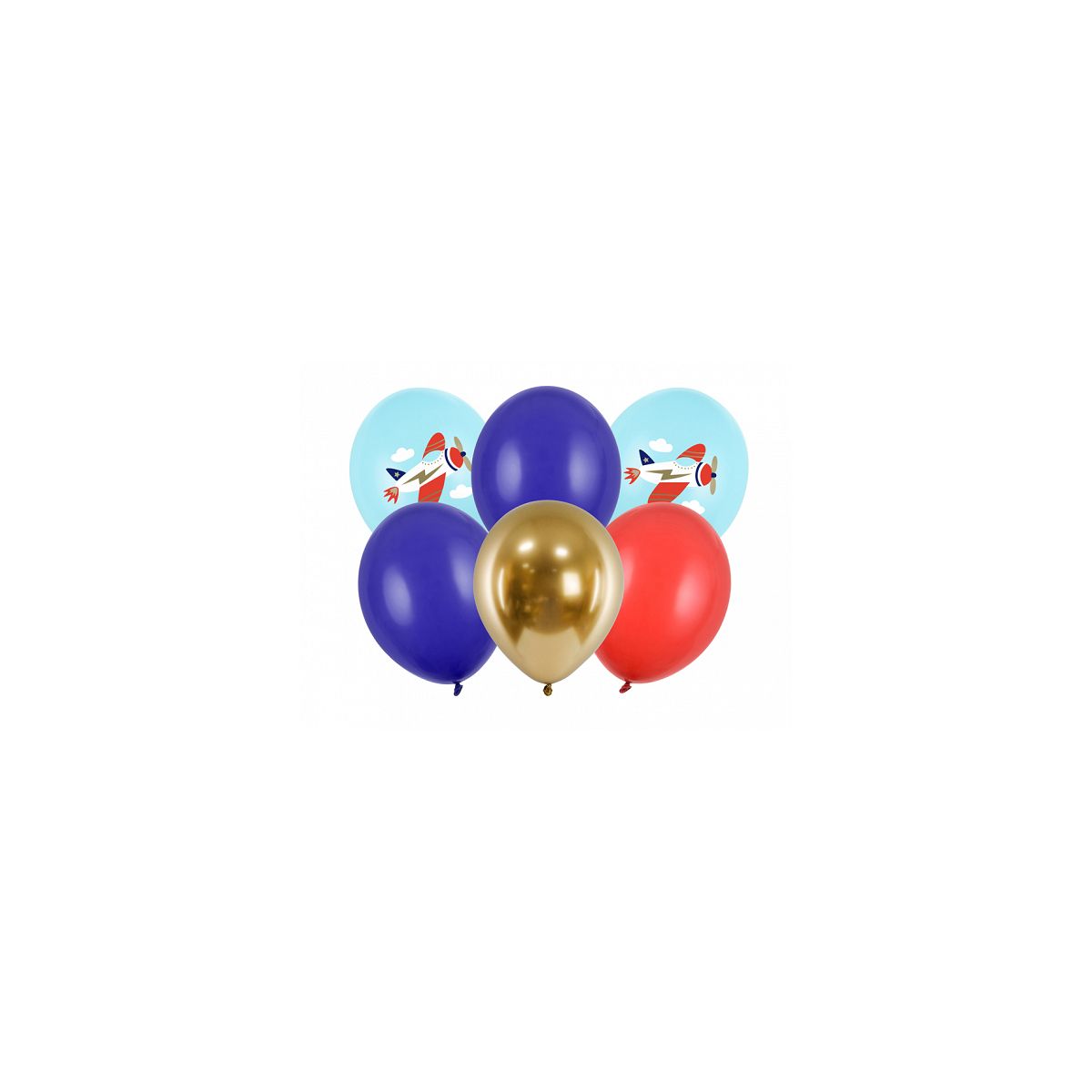 Balon gumowy Partydeco Samolot, mix (1 op. / 6 szt.) mix 300mm (SB14P-312-000-6)