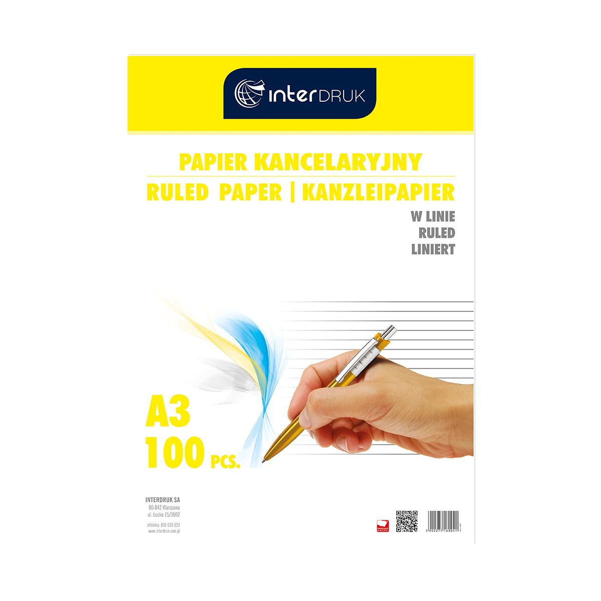 Papier kancelaryjny Interdruk A3 linia [mm:] 297x420 (PAKA100L)