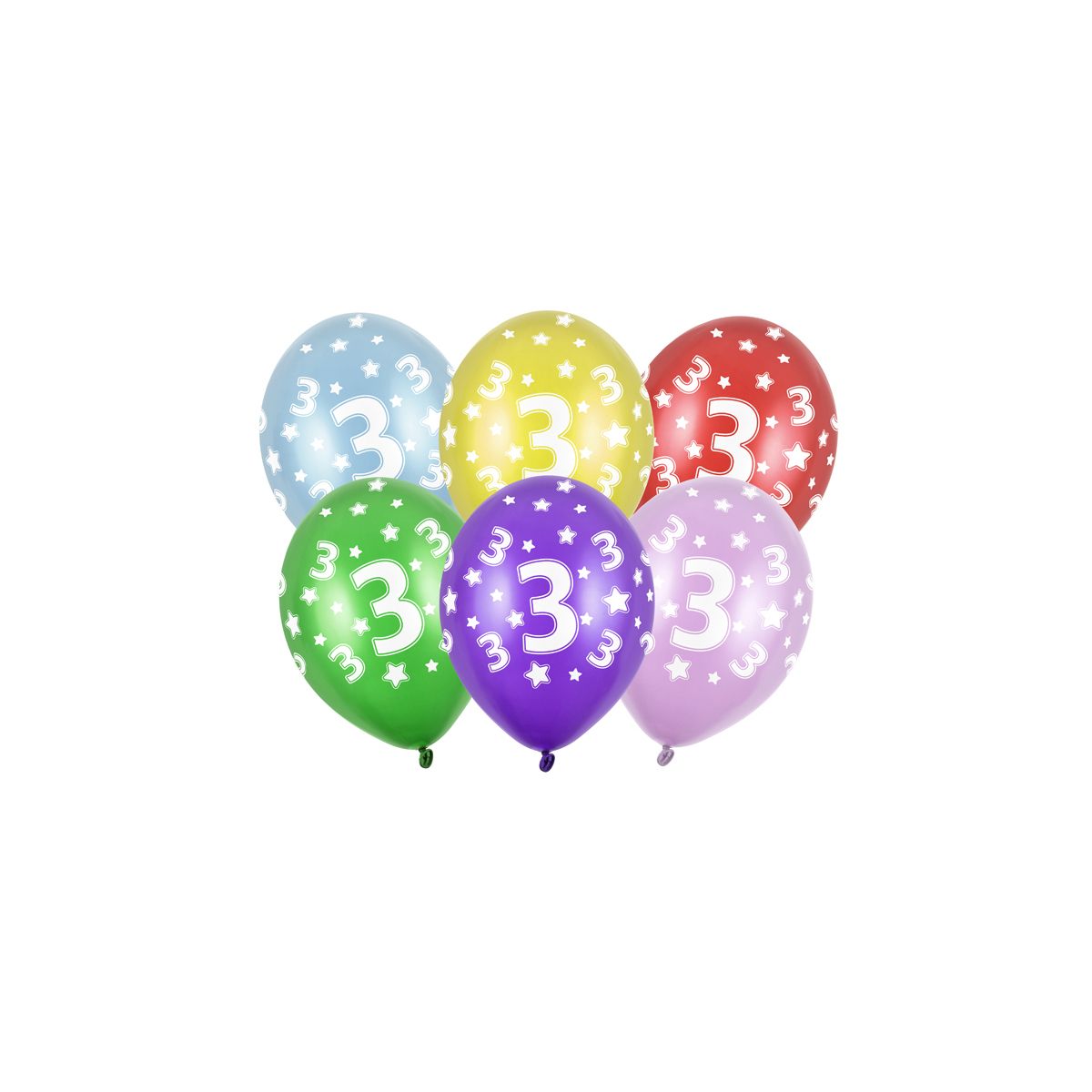 Balon gumowy Partydeco 3nd Birthday, Metallic Mix (SB14M-003-000)