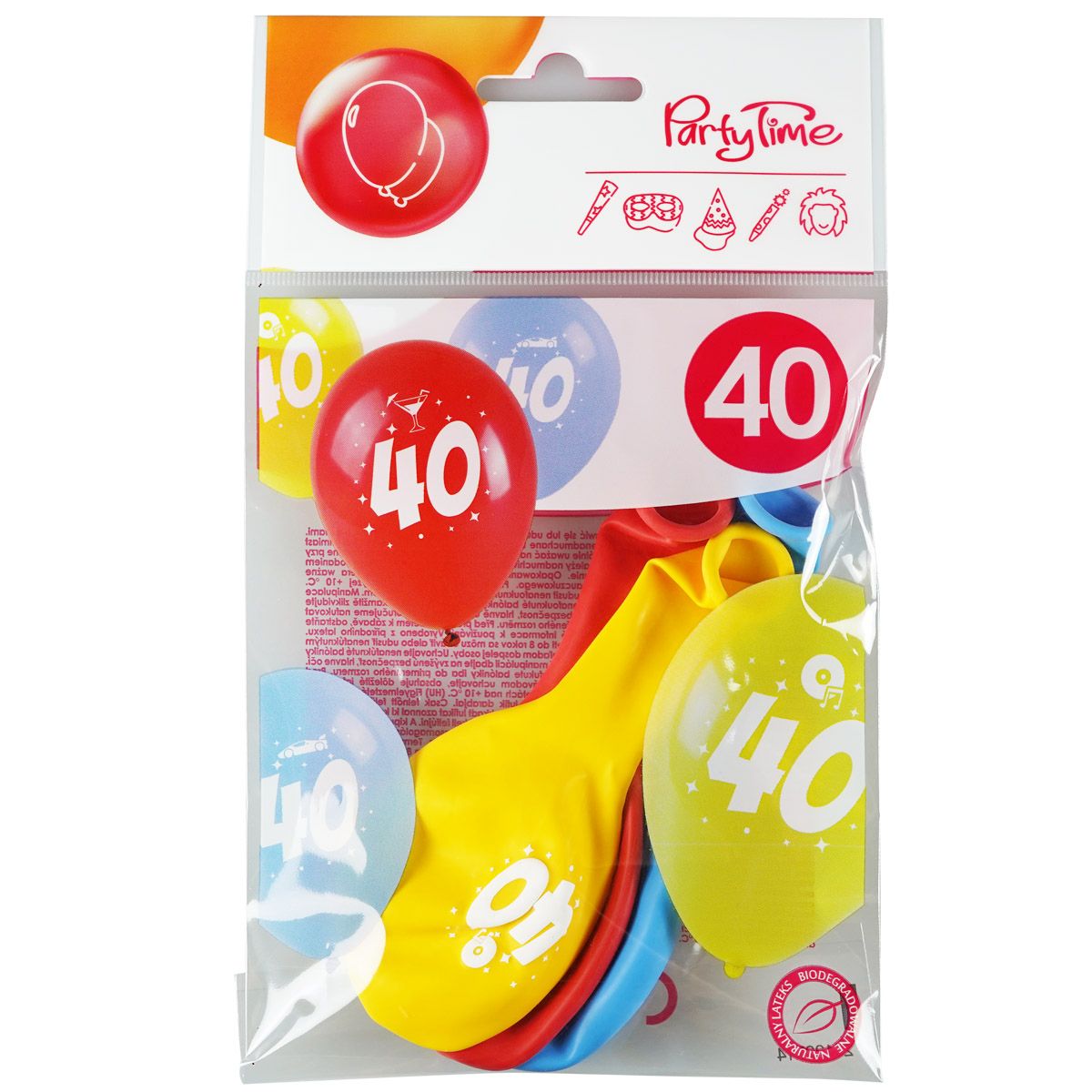 Balon gumowy Arpex z nadrukiem cyferki - 40 (3 szt.) mix 280mm (KB2013-40-9944)