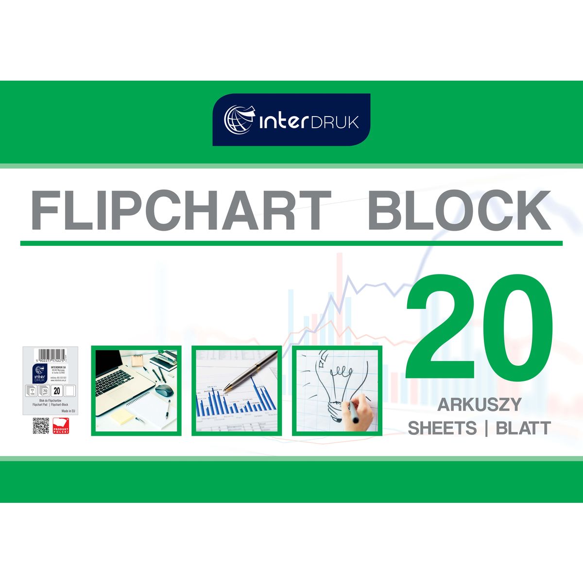 Blok do tablic flipchart Interdruk A1 20k. 80g czysty [mm:] 1000x640 (FLI20)