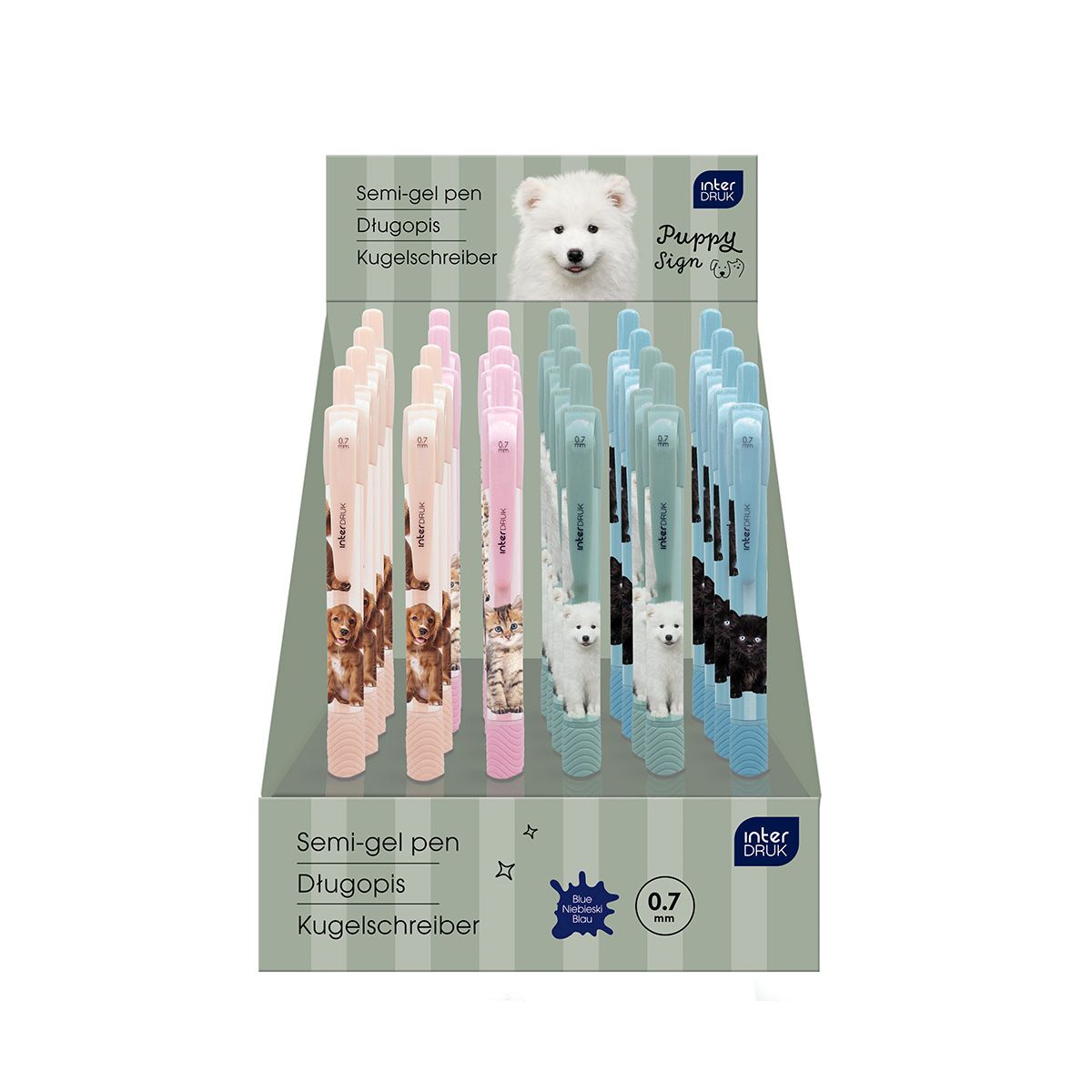 Długopis żelowy Interdruk PUPPY SIGN zgripem niebieski 0,7mm (żelowy)