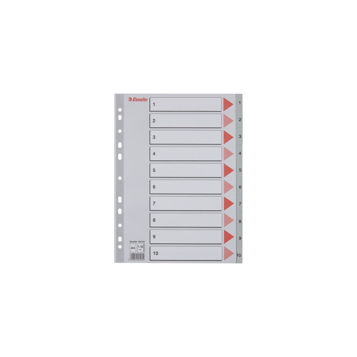 Przekładka numeryczna A4 szara 10k 1-10 Esselte (100105)