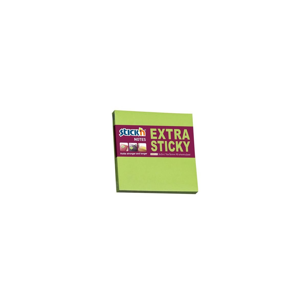 Notes samoprzylepny Stick'n zielony neonowy 90k [mm:] 76x76 (21672)