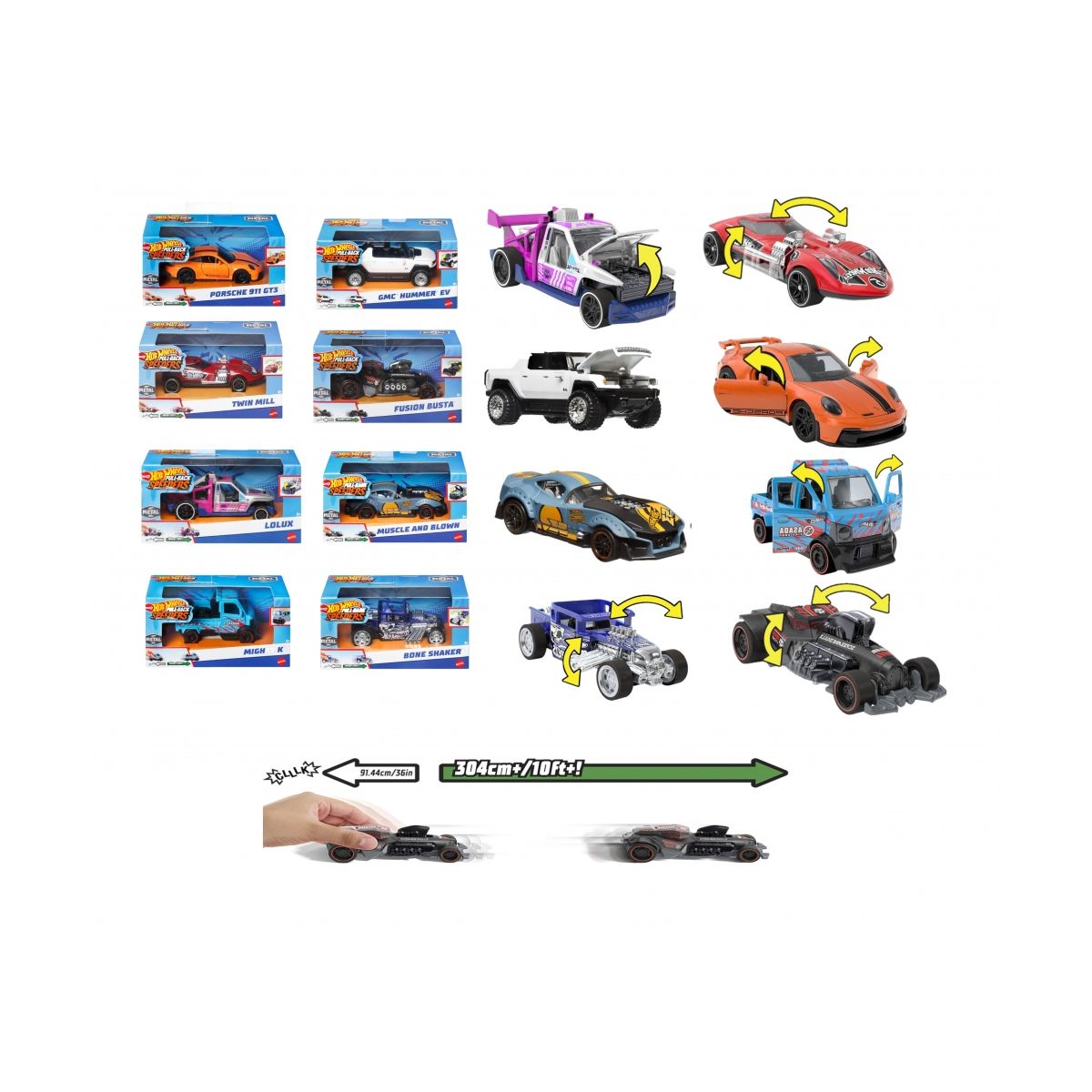 Samochód Hot Wheels z napędem pull back mix wzorów (HPT04)