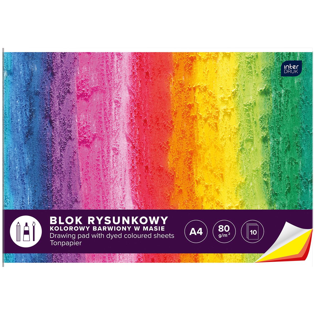 Blok rysunkowy Interdruk A4 kolorowy 80g 10k (BLRK10B)