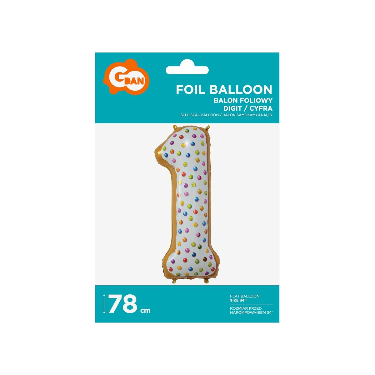 Balon foliowy Godan cyfra 1 CIASTECZKO 34cal (BC-HCS1)