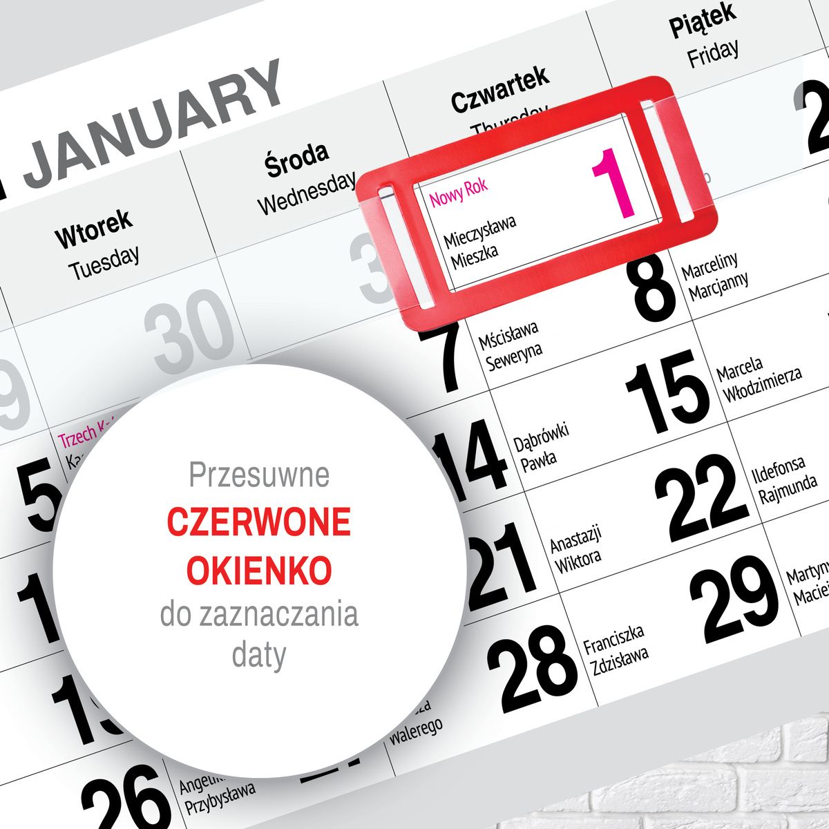Kalendarz ścienny (401000) k:2915-377 PREMIUM trójdzielny A4 Press (DROGA)