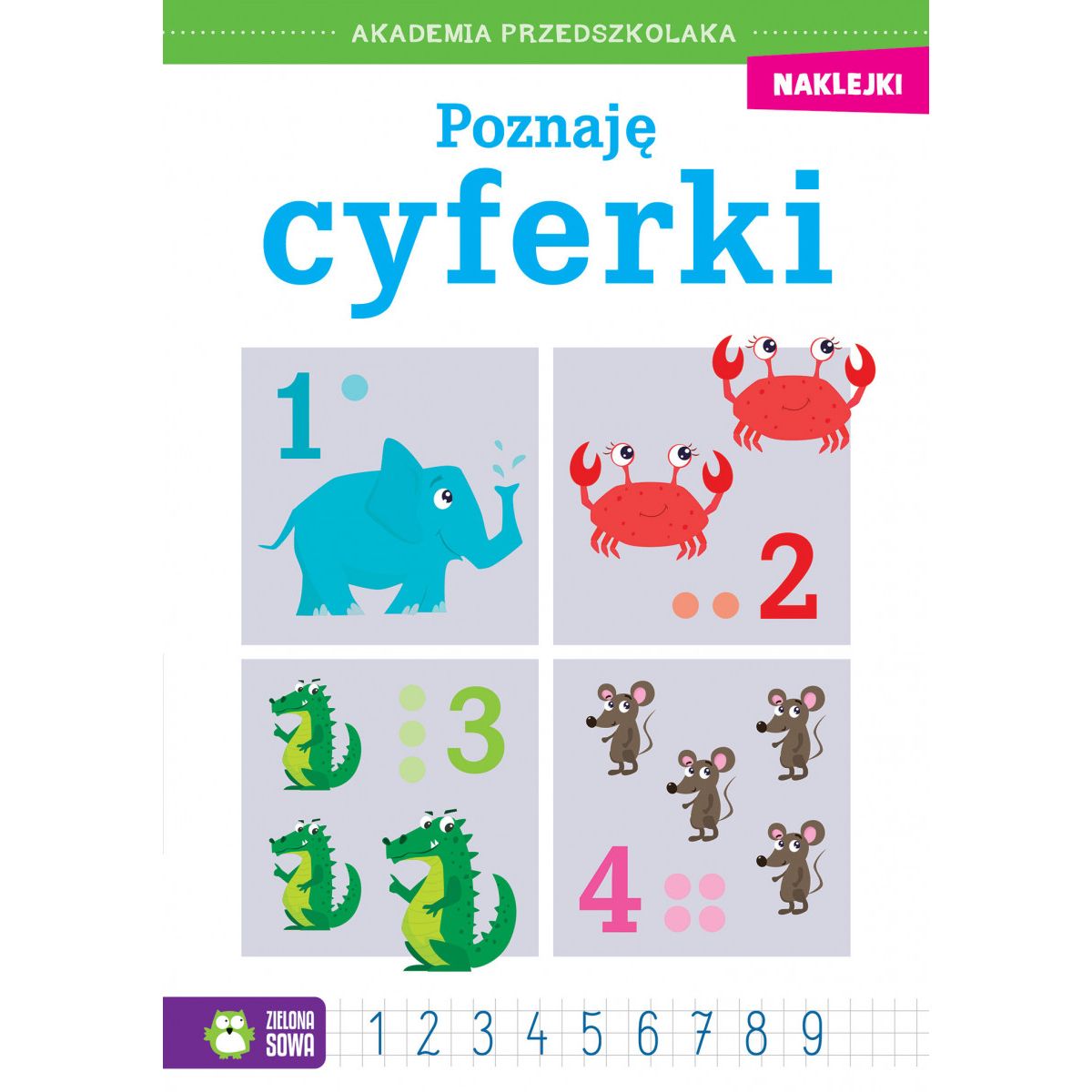 Książeczka edukacyjna Akademia przedszkolaka. Poznaję cyferki Zielona Sowa