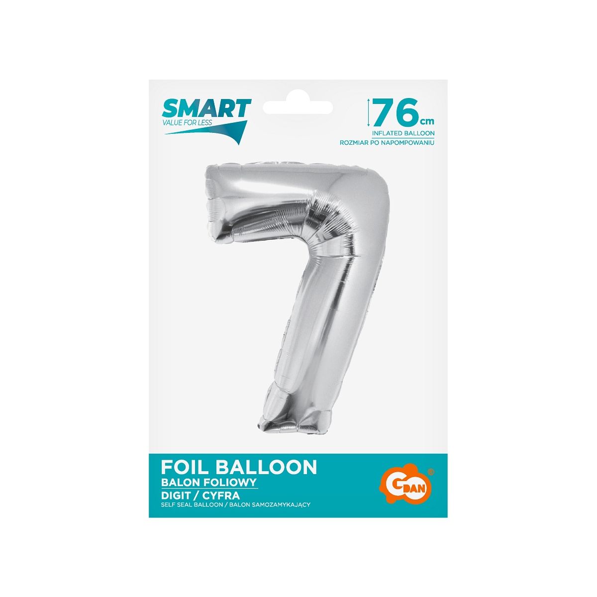 Balon foliowy Godan Smart cyfra 7 srebrna 76cm (CH-SSR7)