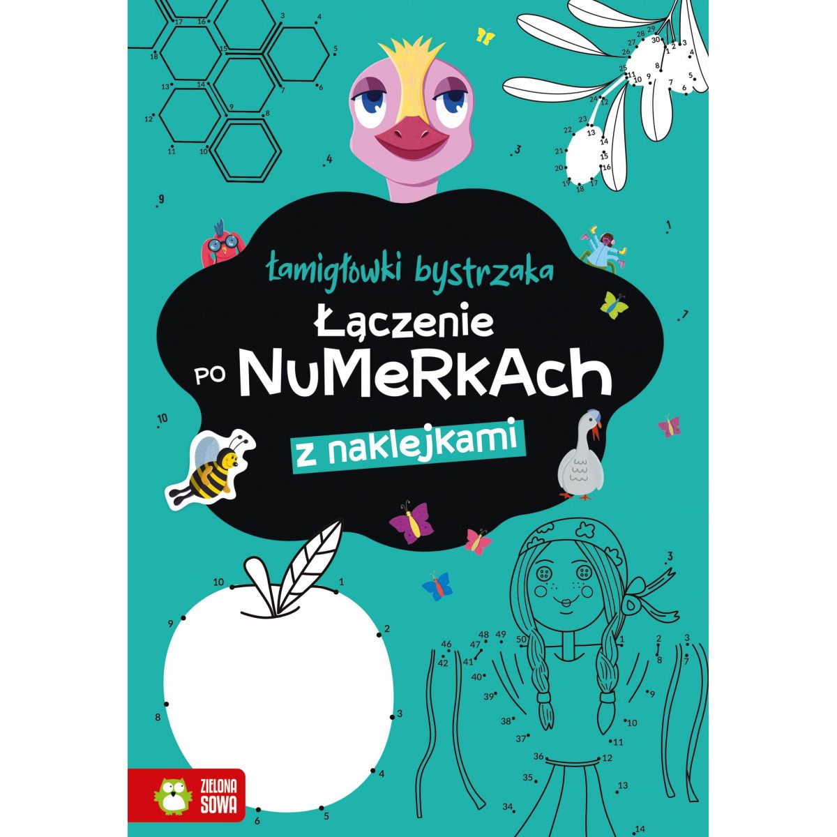 Książeczka edukacyjna Zielona Sowa Łamigłówki bystrzaka Łączenie po numerkach