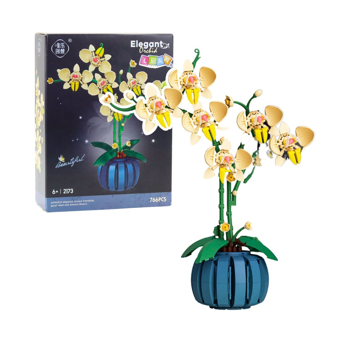 Klocki konstrukcyjne Orchidea Storczyk W Doniczce Żółta 766 el. Lean (26703)