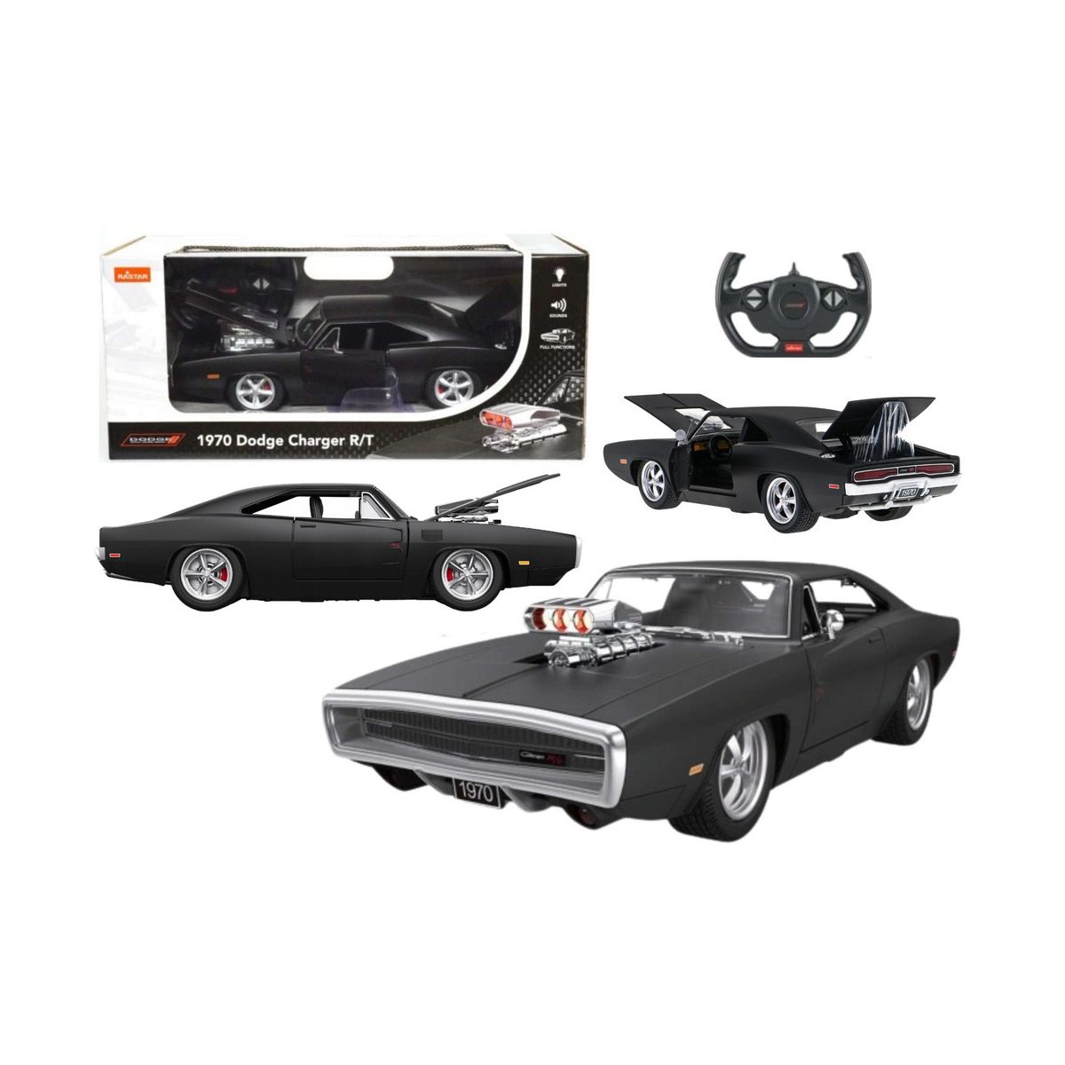 Samochód Rastar RC 1:16 Zdalnie Sterowany Dodge Charger R/T Otwierane Elementy Czarny (20598)