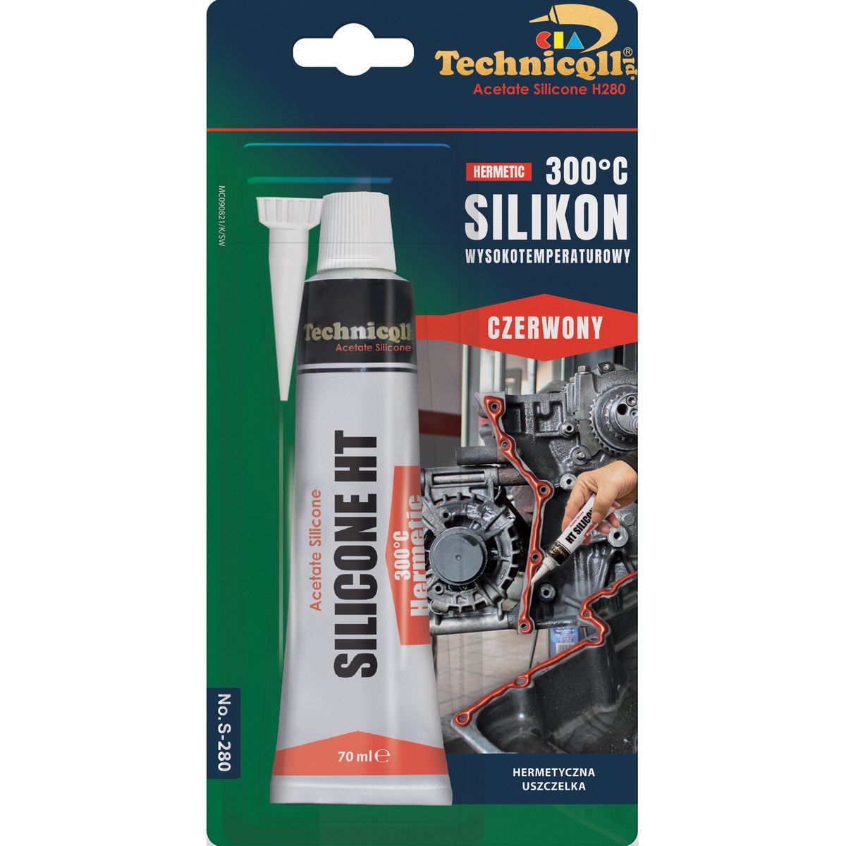 Klej w tubie Technicqll silikon wysokotemperaturowy czerwony 70ml (S-280)