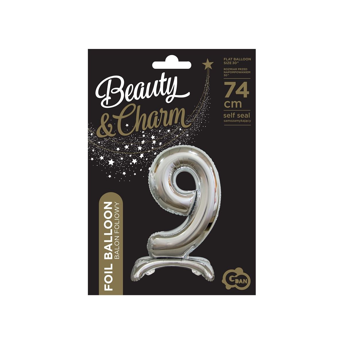 Balon gumowy Godan Beauty&Charm cyfra stojąca srebrna Srebrny (BC-ASS9)