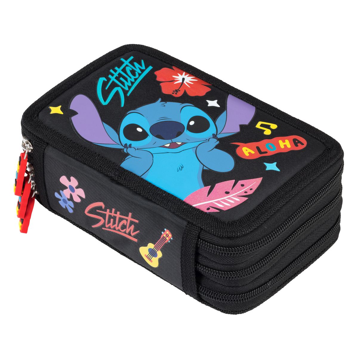 Piórnik STITCH Black ALOHA POTRÓJNY St.Majewski (z wyposażnieniem)