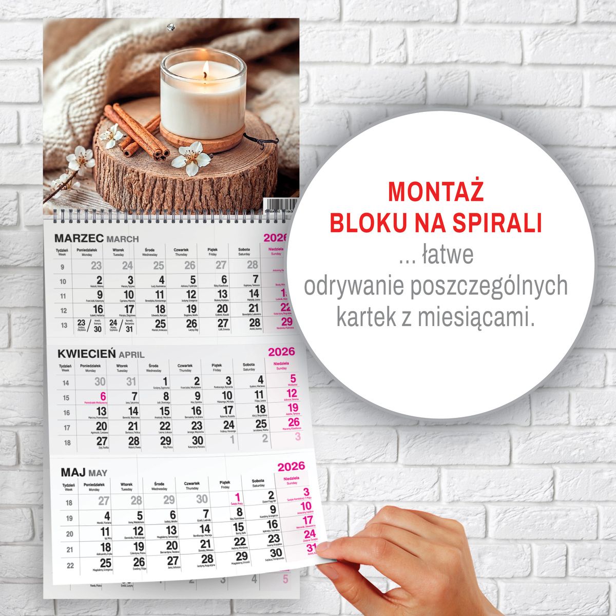 Kalendarz ścienny (401000) k:2915-377 KAWA 310mm x 790mm Press