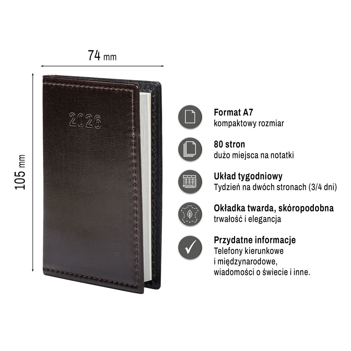 Kalendarz książkowy (terminarz) (308040) k:4071-670 kieszonkowy A7 Press (tygodniowy)