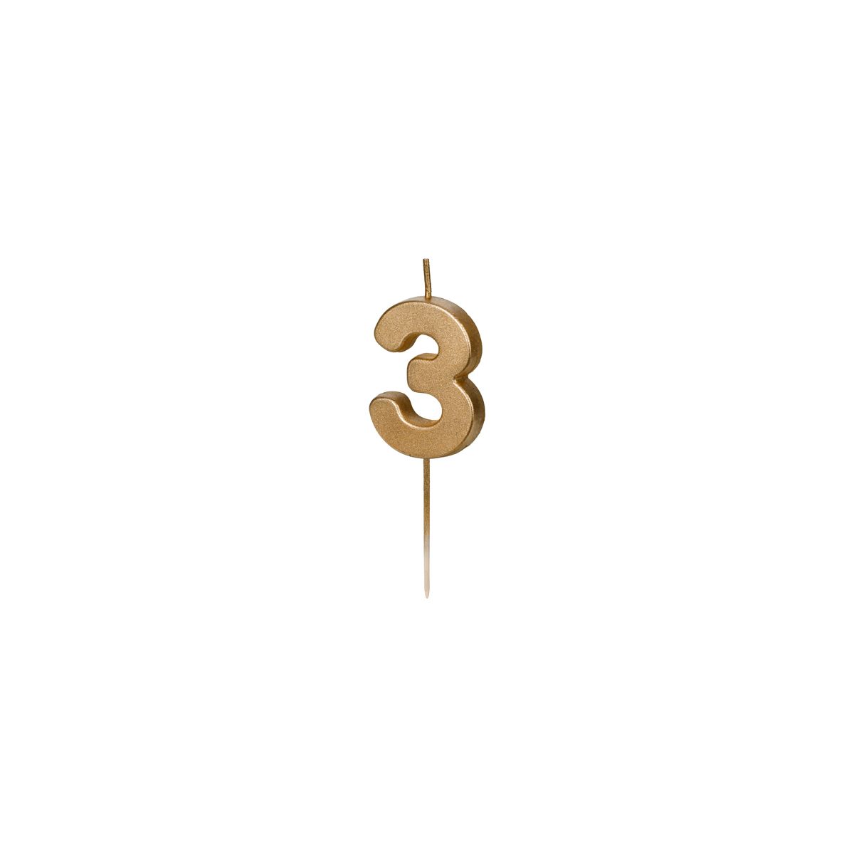 Świeczka urodzinowa Cyferka 3, 4.5 cm, złoty Partydeco (SCU9-3)