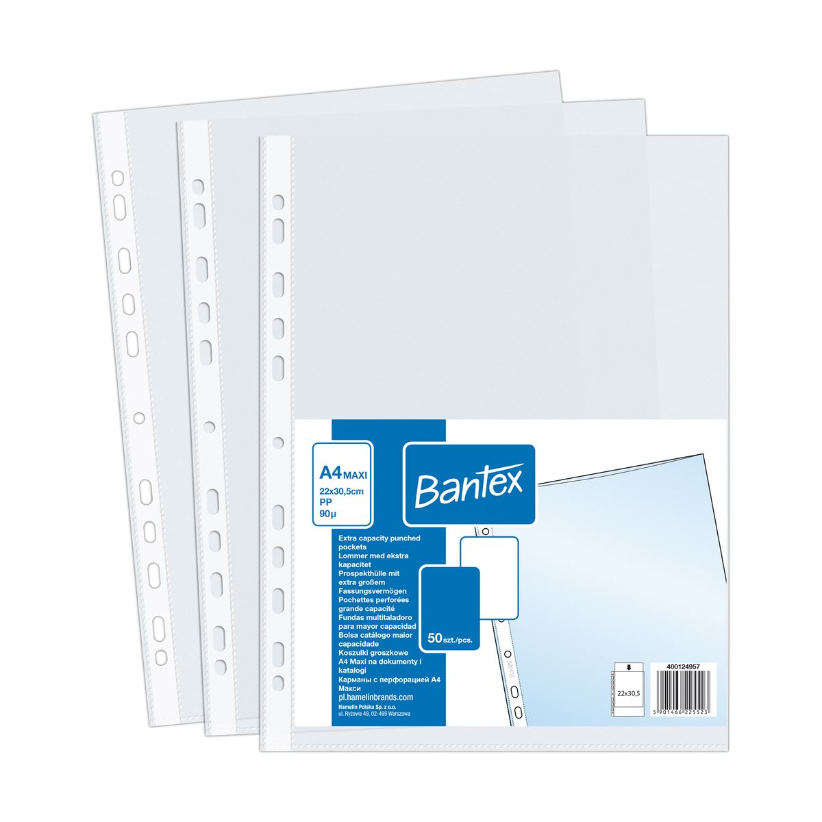 Koszulki na dokumenty Bantex Budget groszkowa A4+ kolor: bezbarwny typu U 90 mic. (400124957)