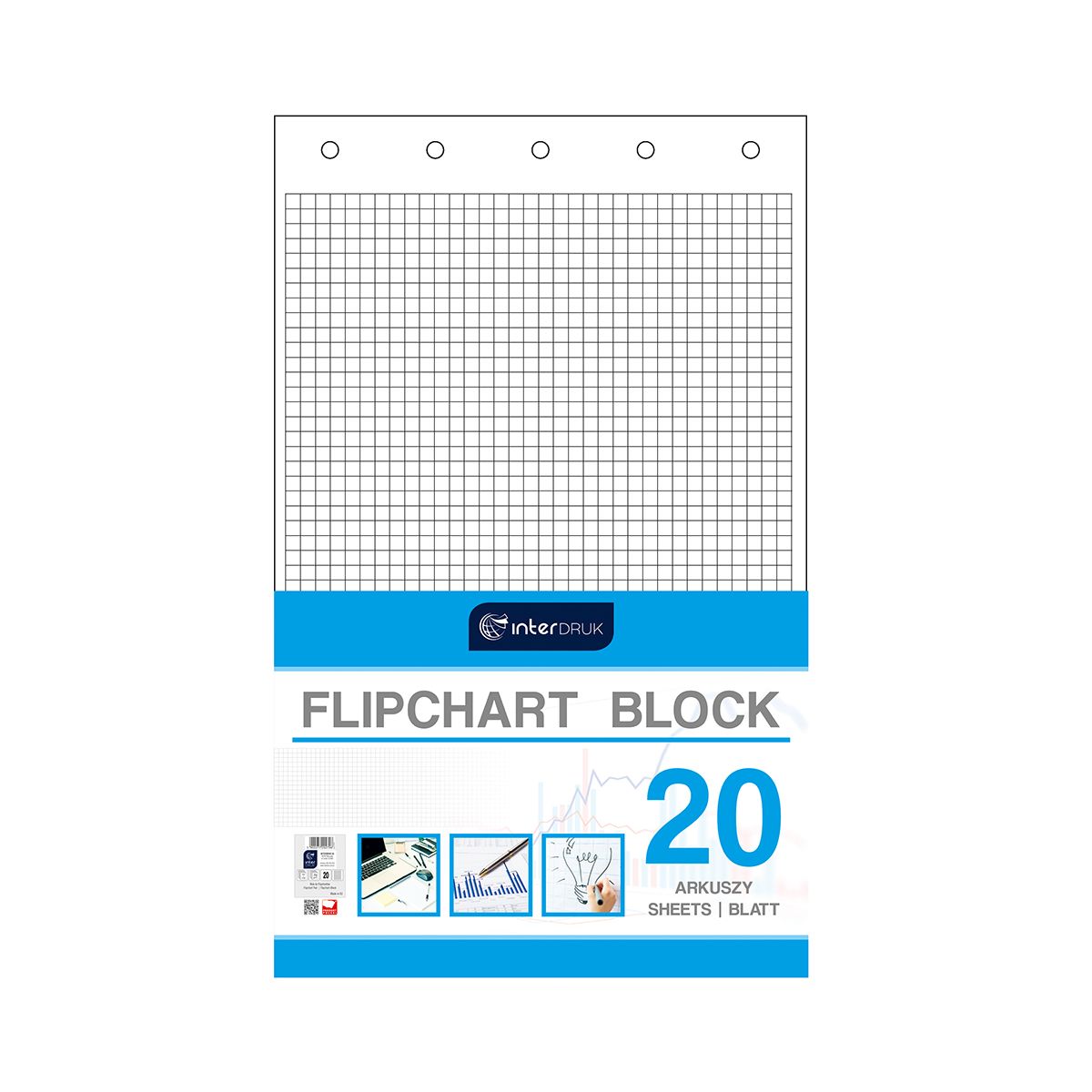 Blok do tablic flipchart A1 20k. 80g krata [mm:] 1000x640 Interdruk (FLI20#)