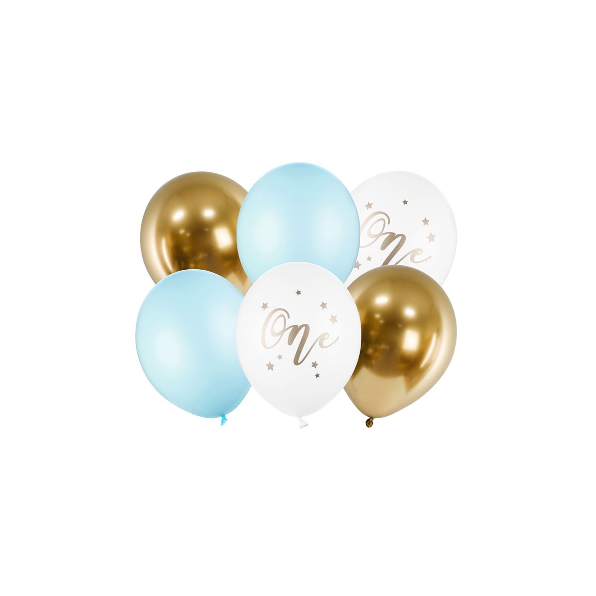 Balon gumowy Partydeco One, Pastel Light Blue 6 sztuk mix 300mm (SB14P-307-001J-6)