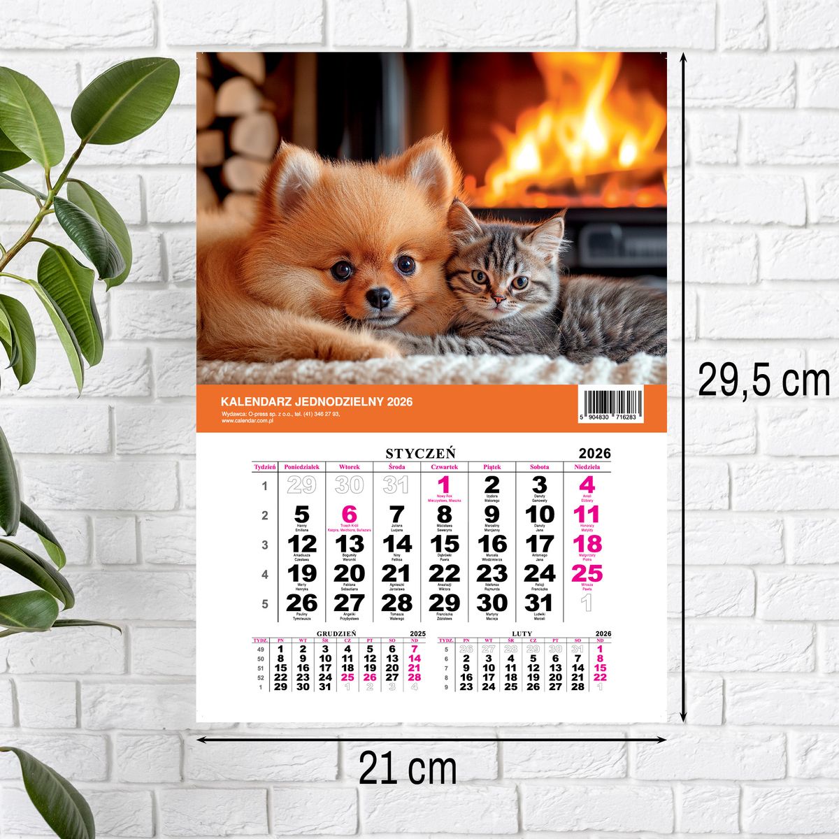 Kalendarz ścienny (401000) k:2915-377 na lodówkę z magnesem 137mm x 210mm Press (MILUSIŃSCY)