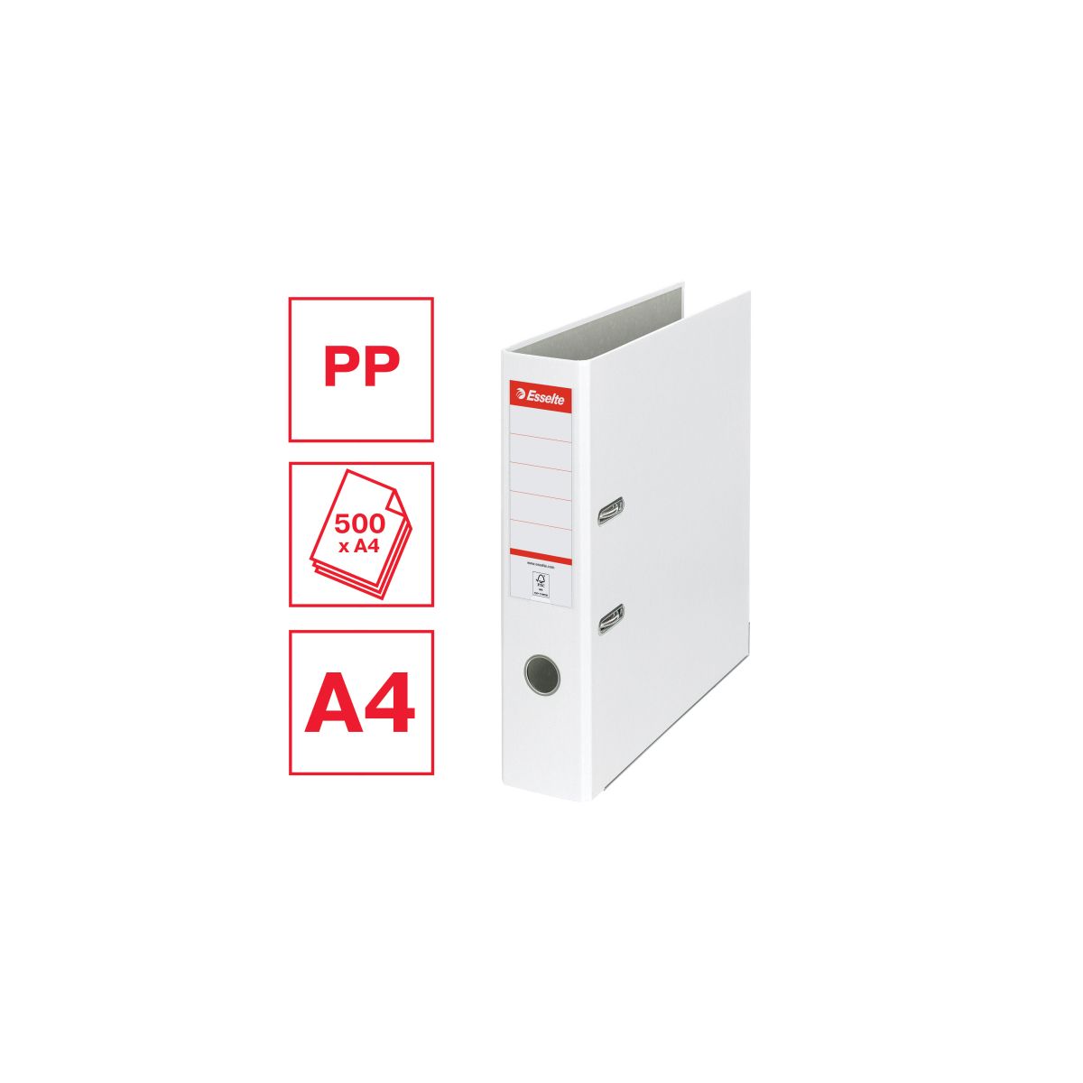 Segregator dźwigniowy Esselte Ekonomiczny A4 75mm biały (11250)