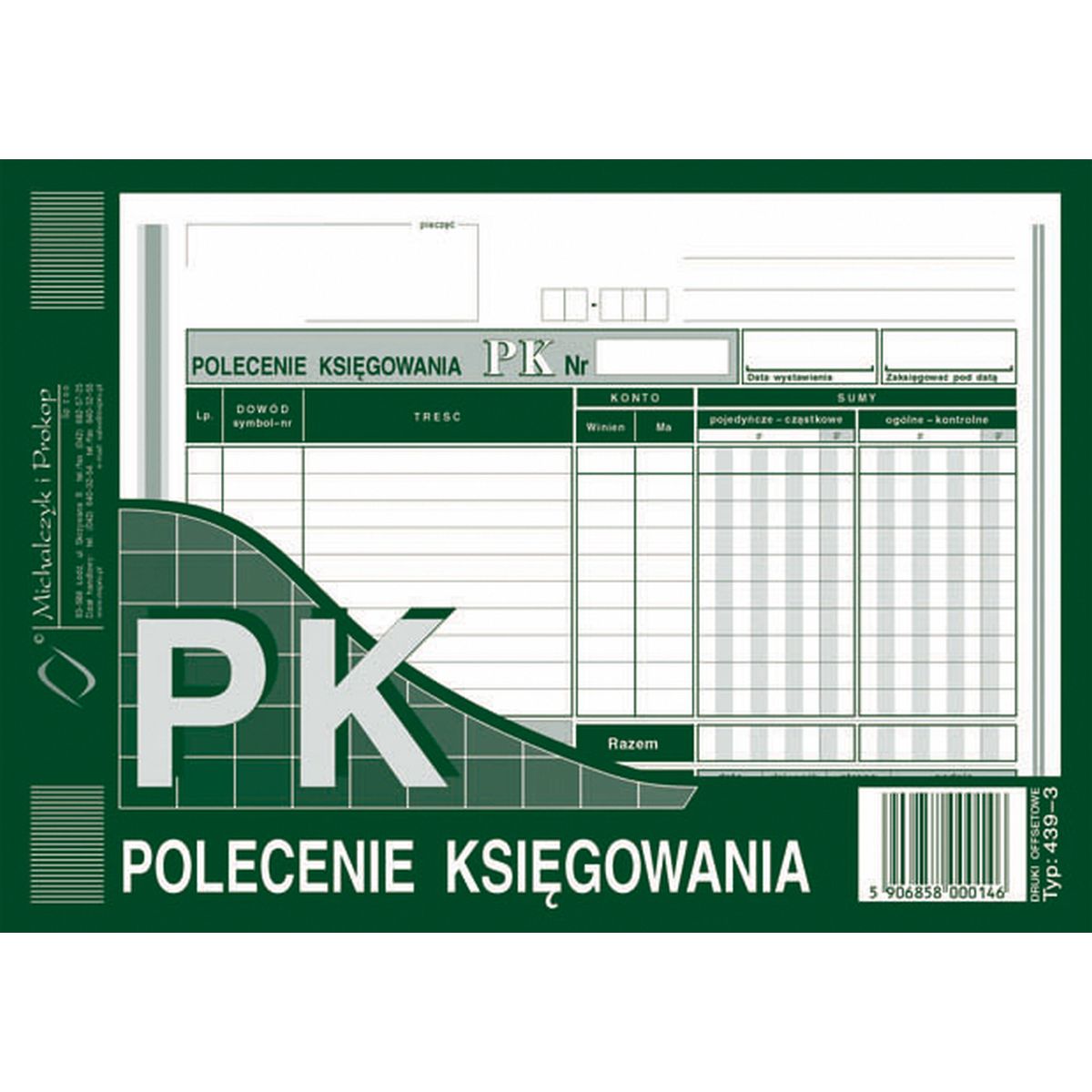 Druk offsetowy Michalczyk i Prokop Polecenie księgowania A5 A5 80k. (439-3)