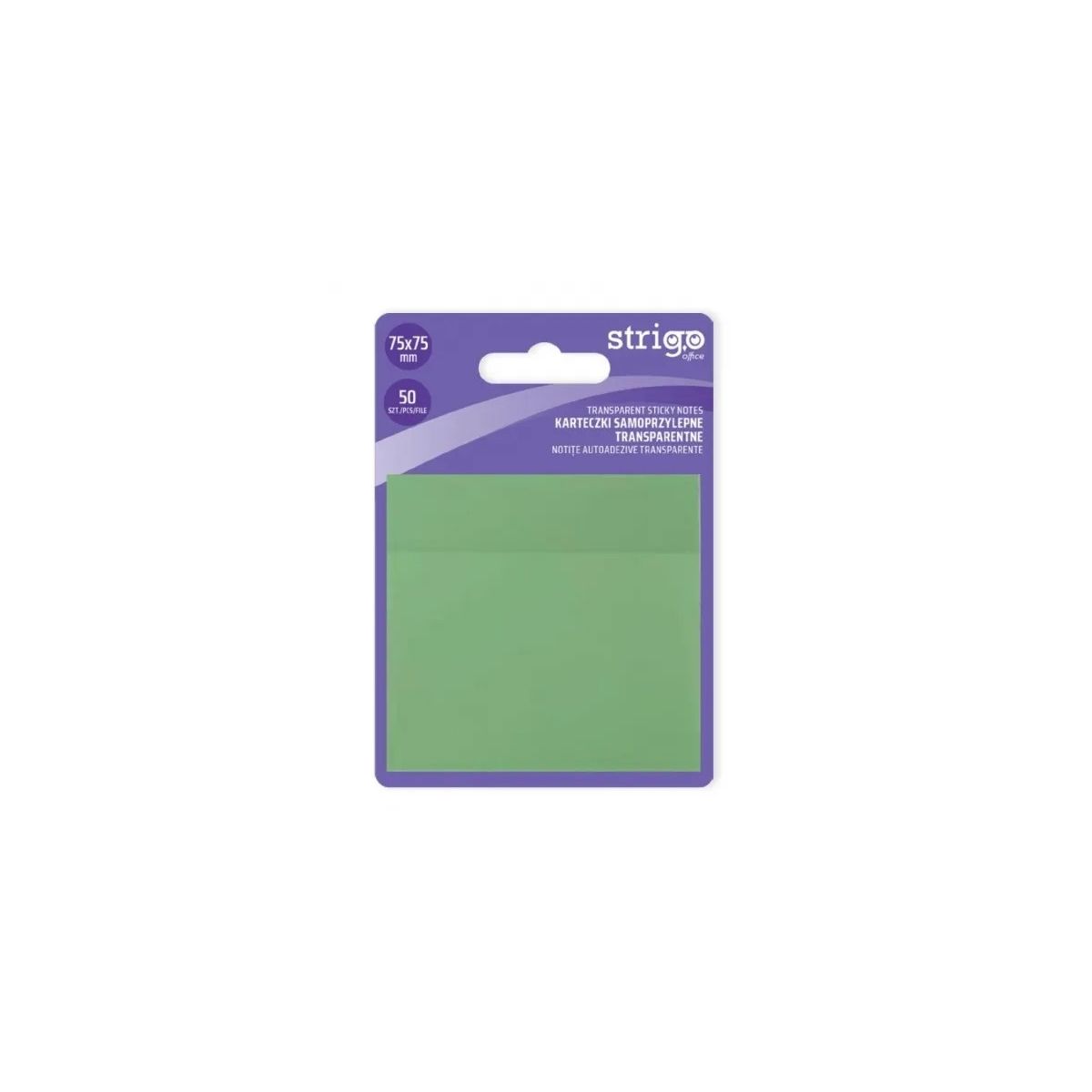 Notes samoprzylepny (karteczki) Strigo NEONOWE jasnozielony 50k [mm:] 75x75 (SSN027)